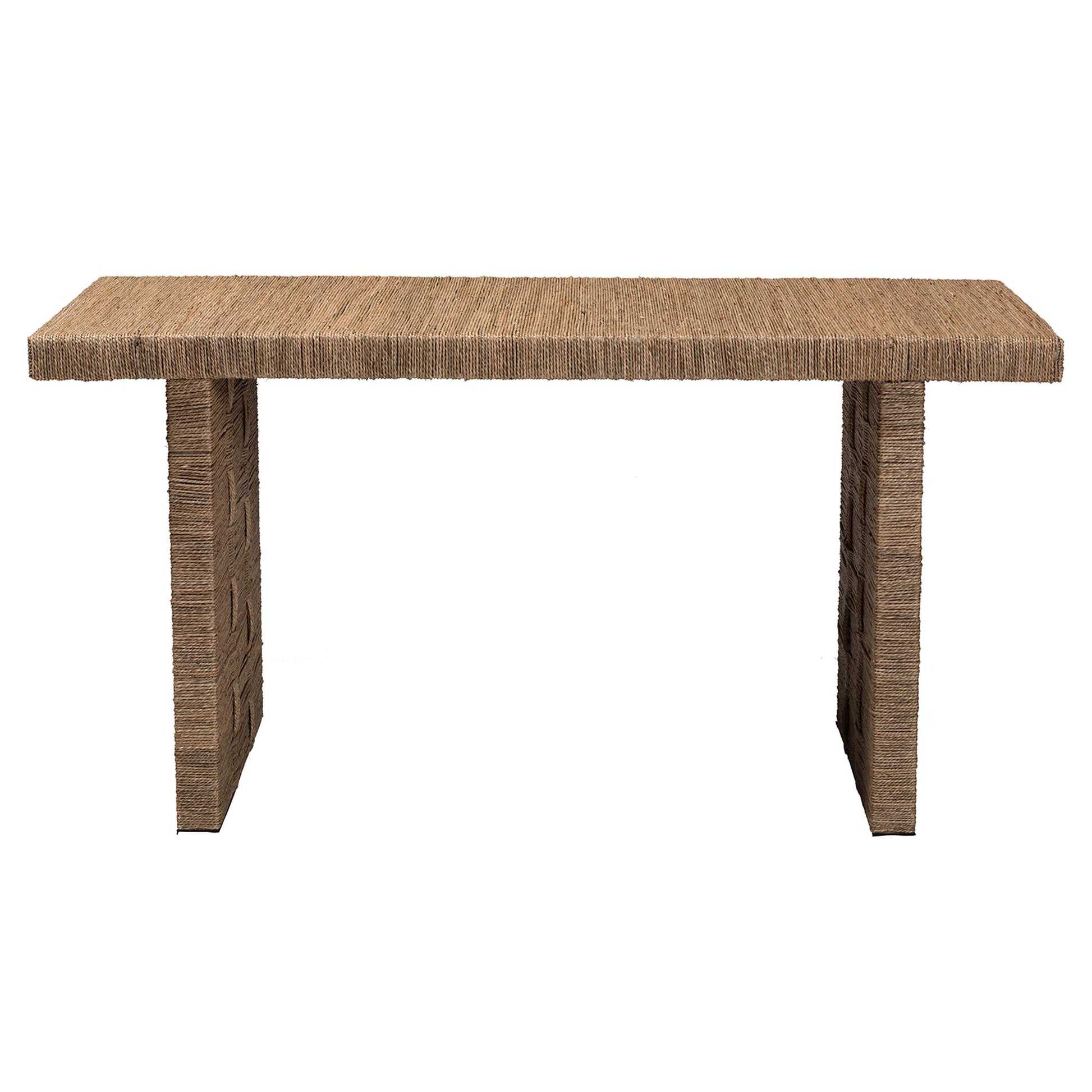 Baxton Studio bali & pari Daijiro Modern Bohemian Natural Brown Seagrass and Wood Dining Table | Dining Tables | Modishstore - 3