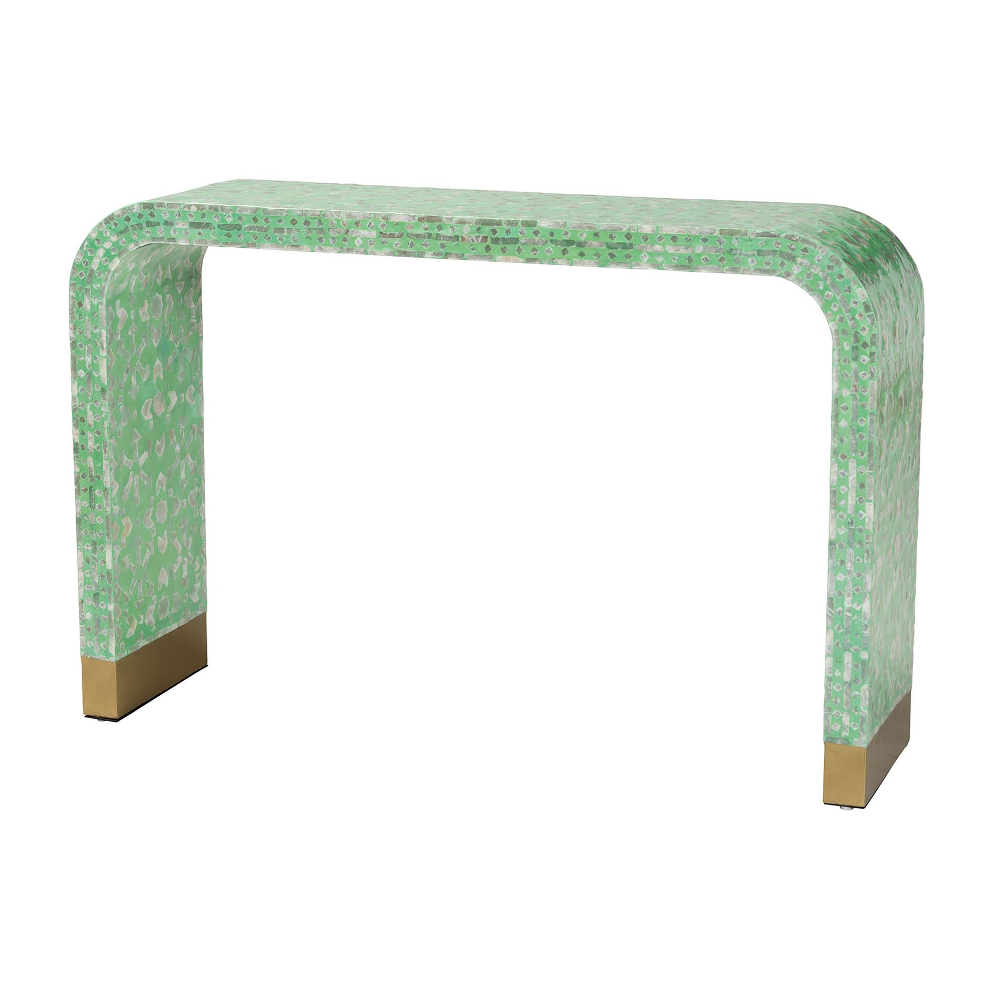 Baxton Studio Didrika Modern Bohemian Seafoam Green Mother of Pearl Console Table | Console Tables | Modishstore - 2