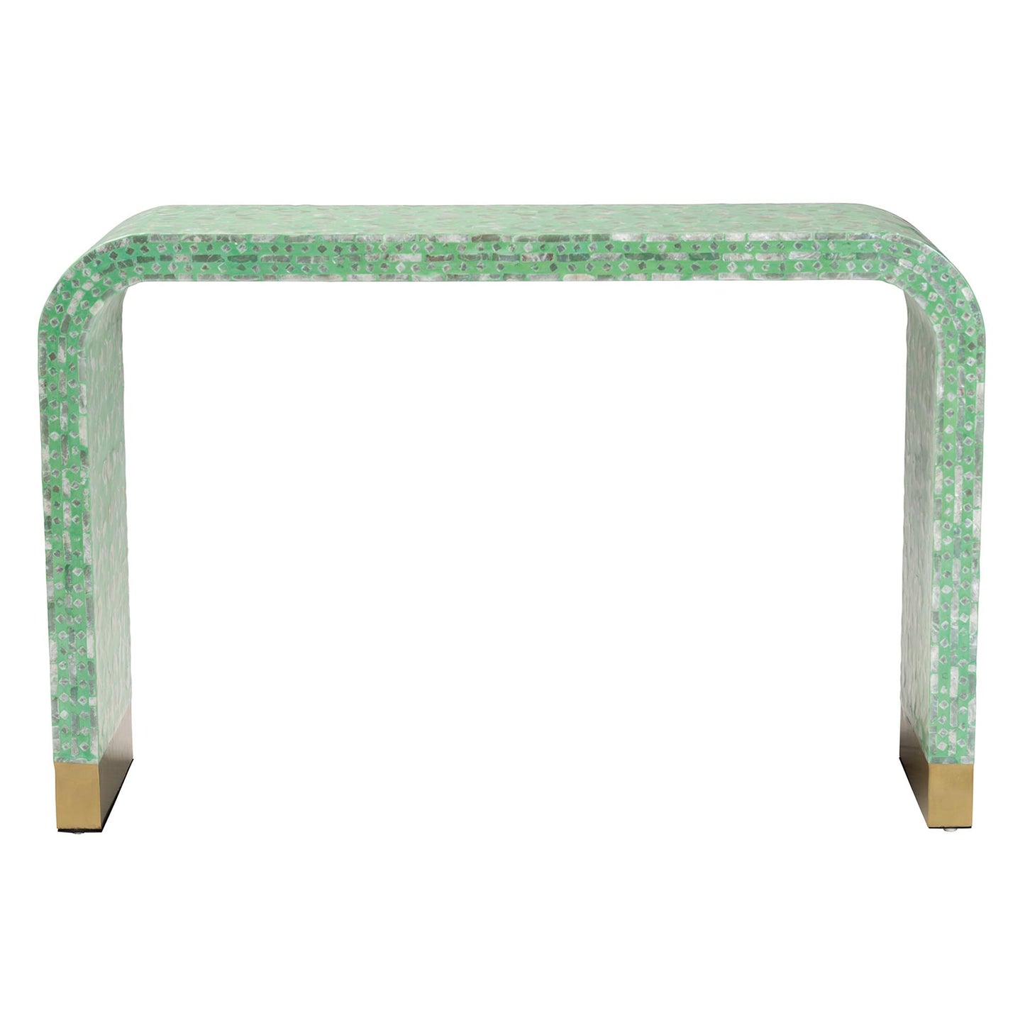 Baxton Studio Didrika Modern Bohemian Seafoam Green Mother of Pearl Console Table | Console Tables | Modishstore - 3