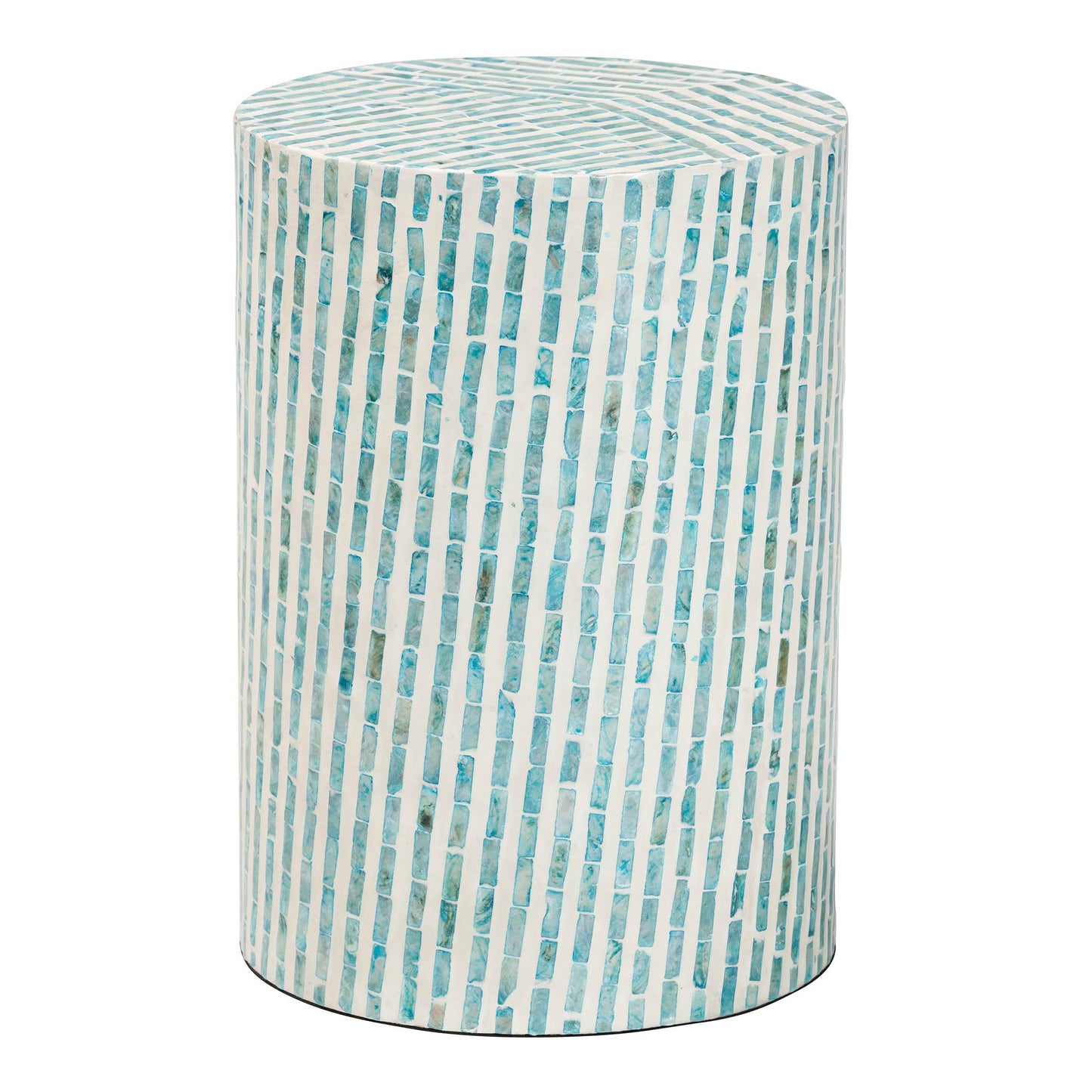 Baxton Studio Draven Modern Bohemian White and Blue Mother of Pearl End Table | End Tables | Modishstore - 2