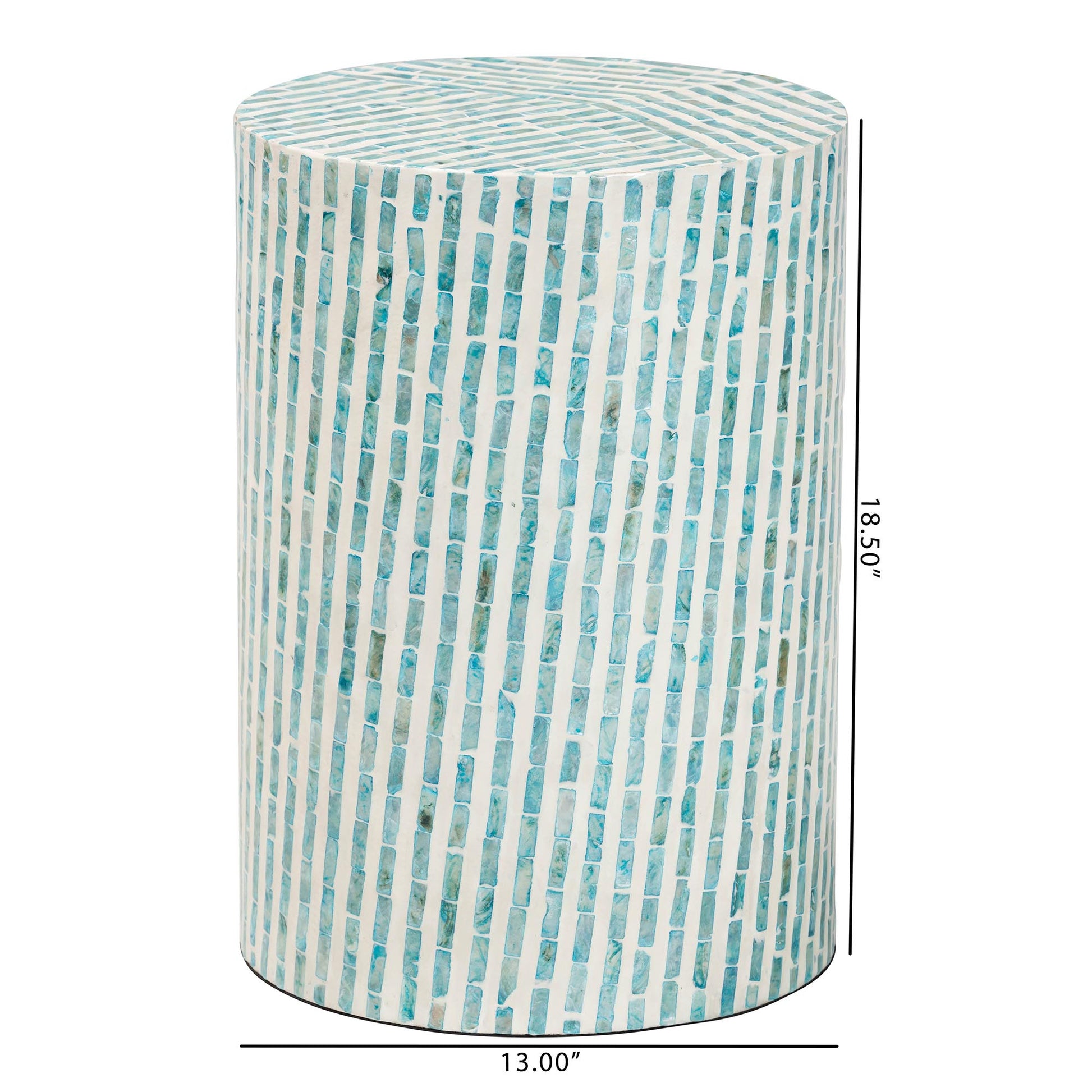 Baxton Studio Draven Modern Bohemian White and Blue Mother of Pearl End Table | End Tables | Modishstore - 7