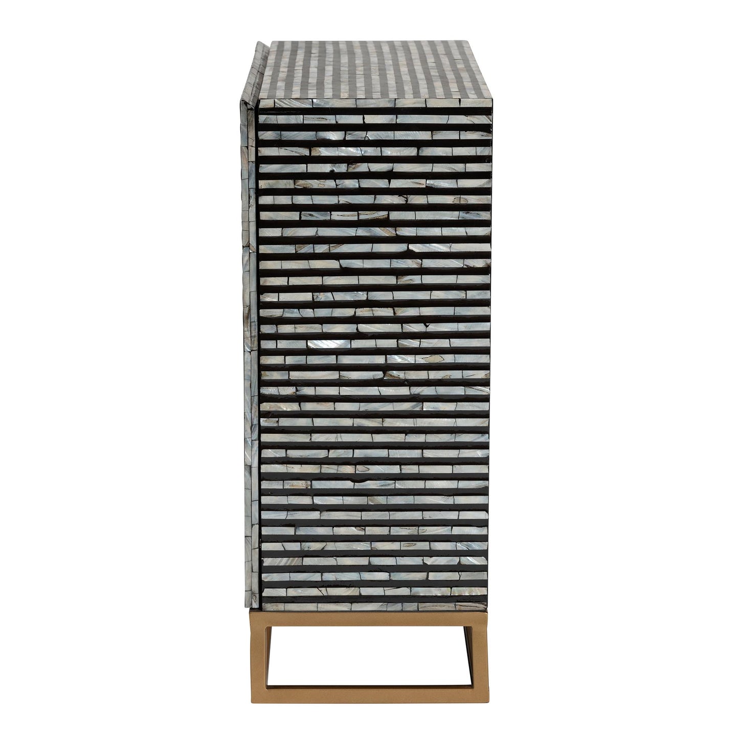 Baxton Studio Belenus Modern Bohemian Two-Tone Black and Grey Mother of Pearl and Gold Metal Storage Cabinet | Cabinets | Modishstore - 5