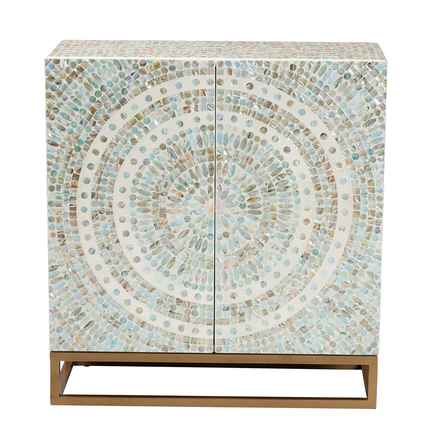 Baxton Studio Quintus Modern Bohemian Multicolor Mother of Pearl and Gold Metal Storage Cabinet | Cabinets | Modishstore - 4