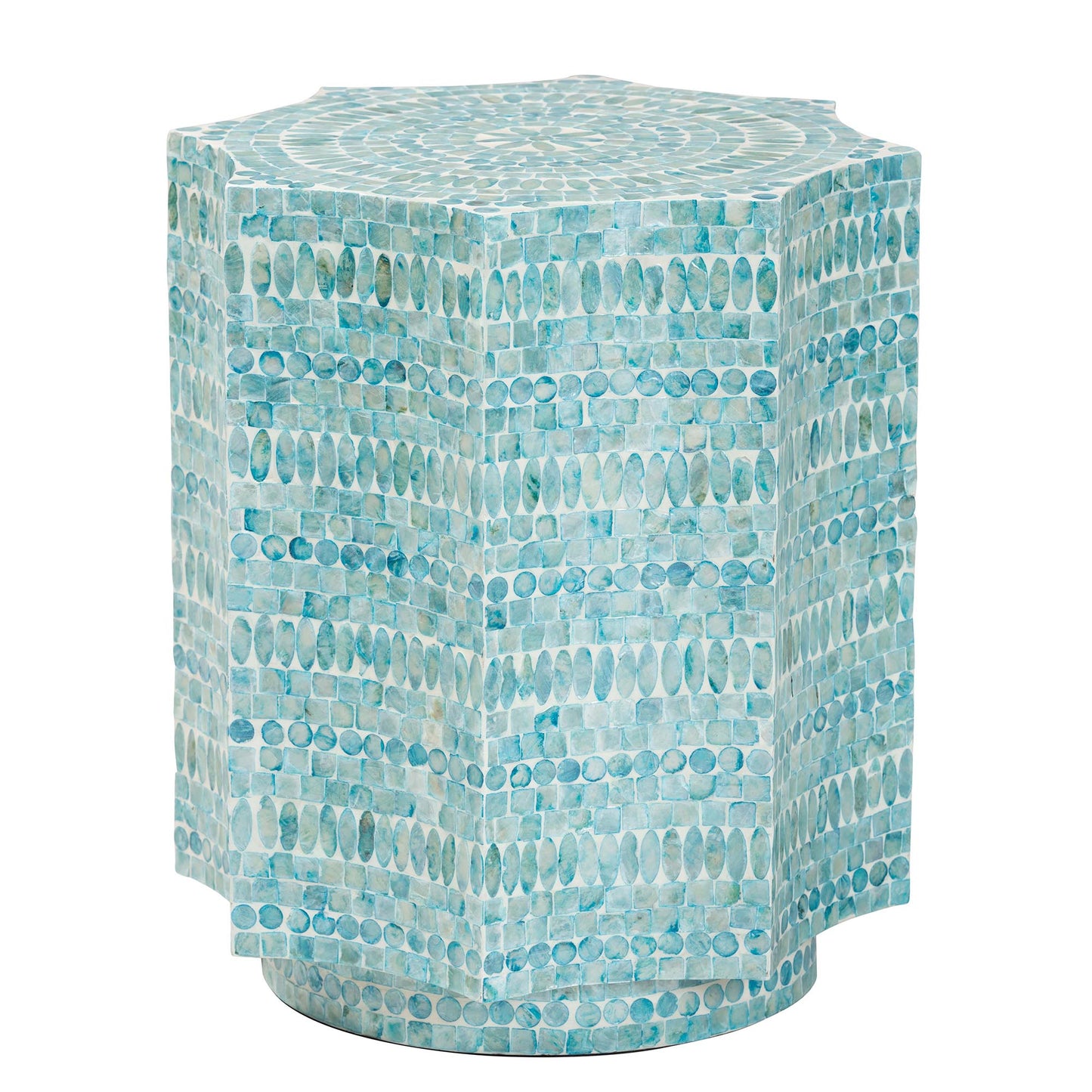 Baxton Studio Olesia Modern Bohemian Blue Mother of Pearl End Table | End Tables | Modishstore - 2