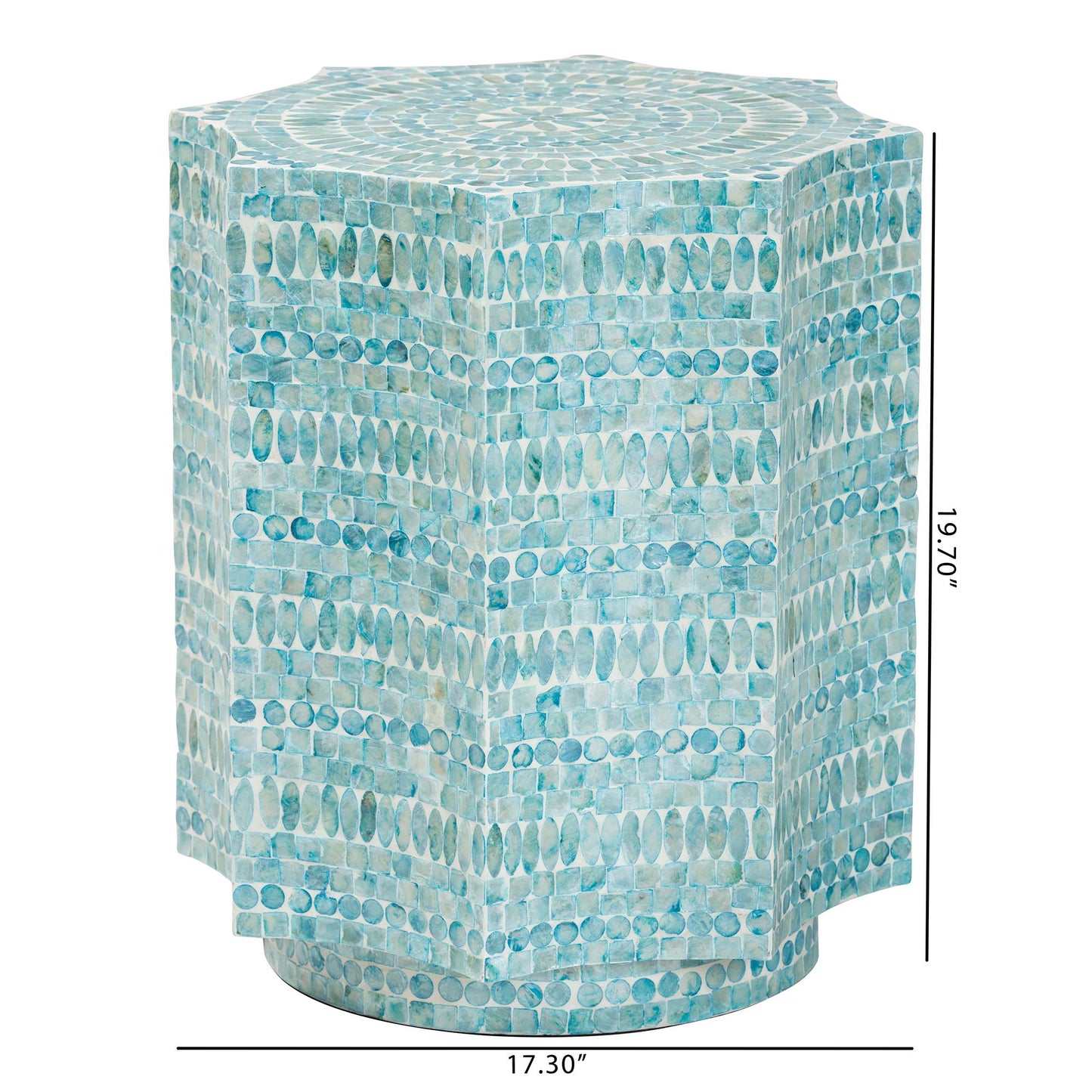 Baxton Studio Olesia Modern Bohemian Blue Mother of Pearl End Table | End Tables | Modishstore - 7