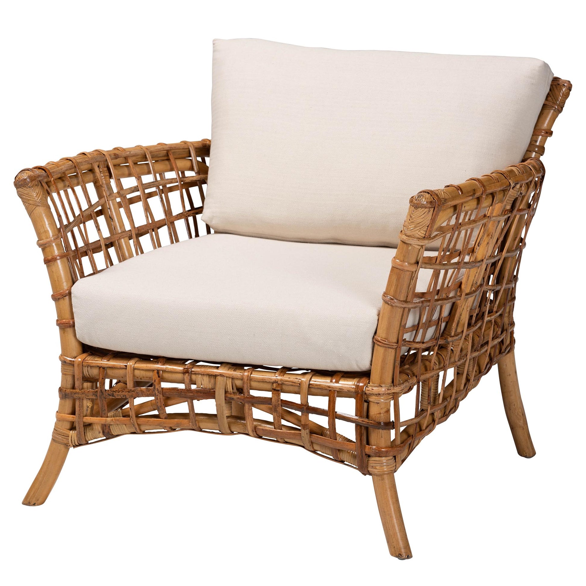 Baxton Studio bali & pari Babette Modern Bohemian Natural Brown Rattan Arm Chair | Armchairs | Modishstore - 4