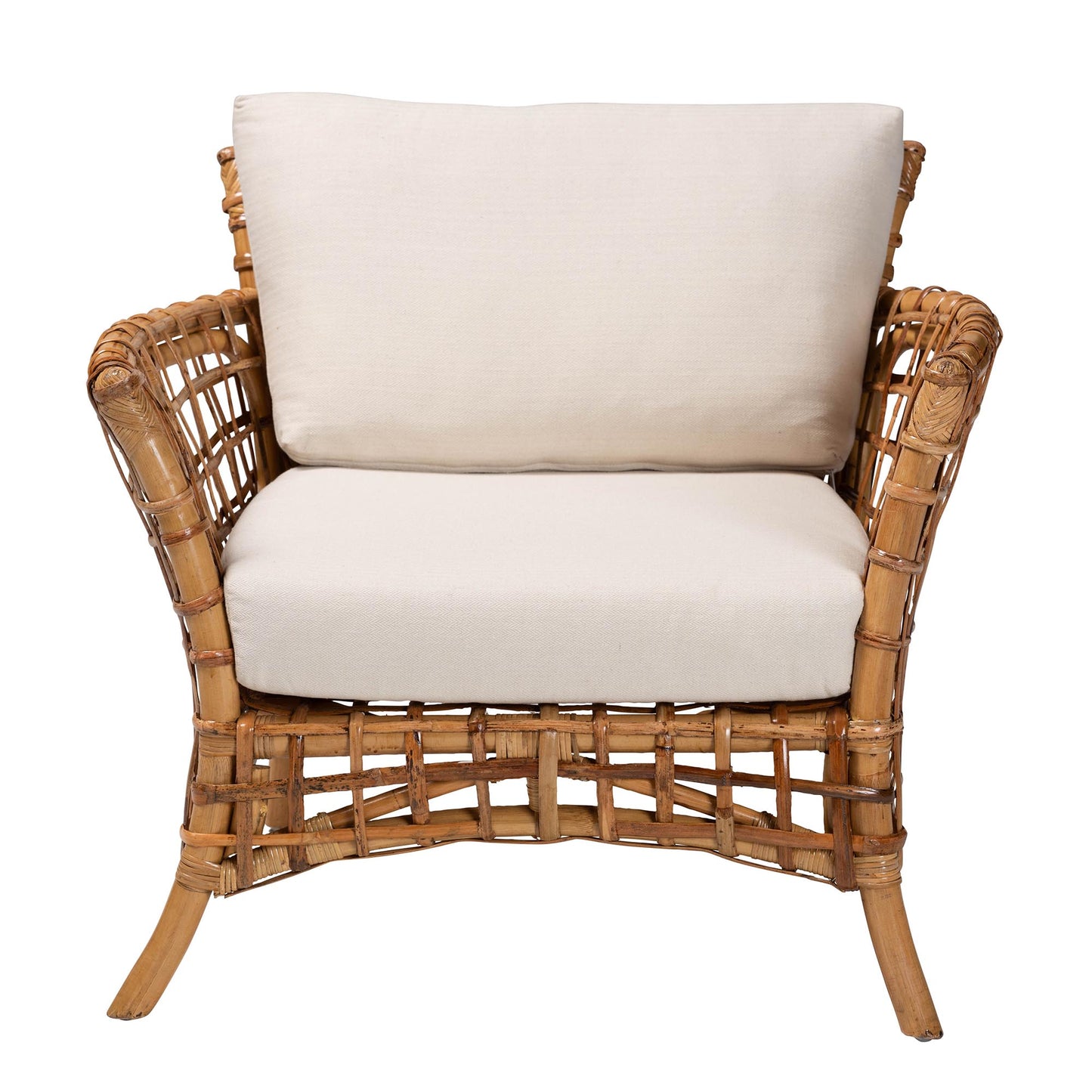 Baxton Studio bali & pari Babette Modern Bohemian Natural Brown Rattan Arm Chair | Armchairs | Modishstore - 5