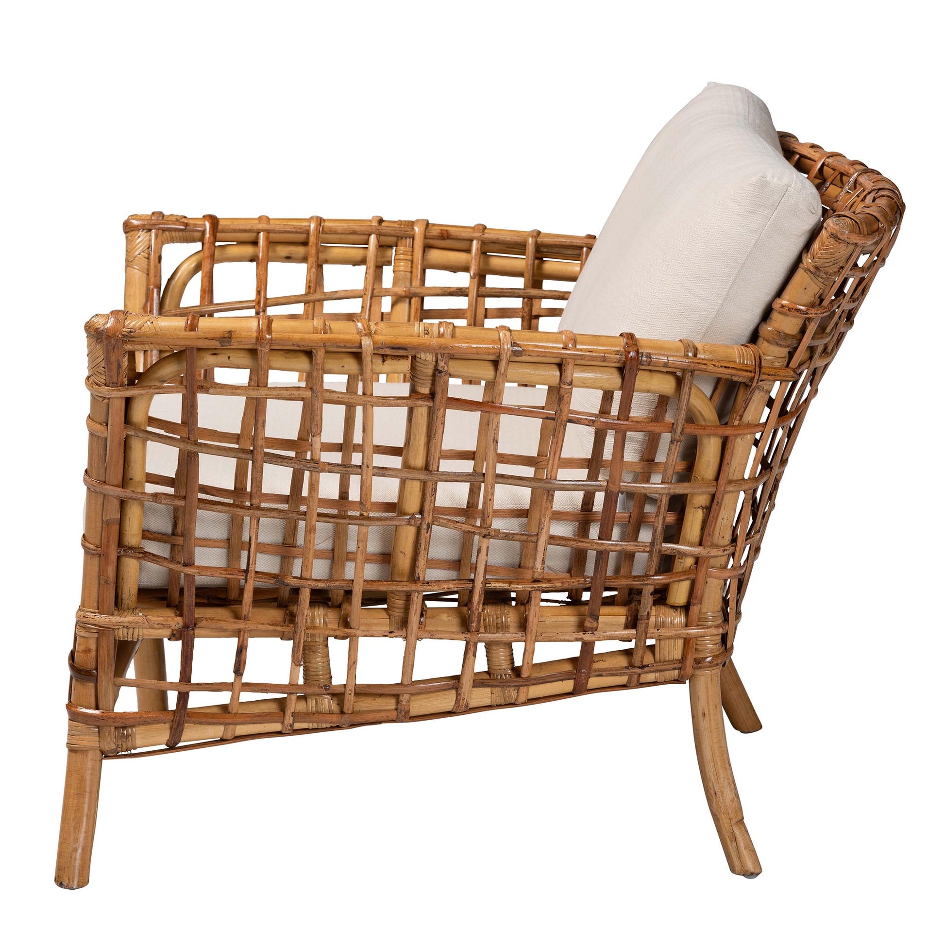 Baxton Studio bali & pari Babette Modern Bohemian Natural Brown Rattan Arm Chair | Armchairs | Modishstore - 6