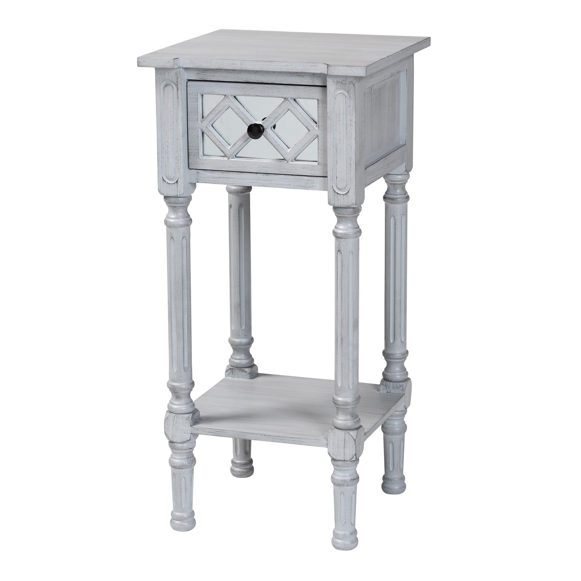 Baxton Studio Gellert Classic and Traditional Grey Finished Wood 1-Drawer End Table | End Tables | Modishstore - 2