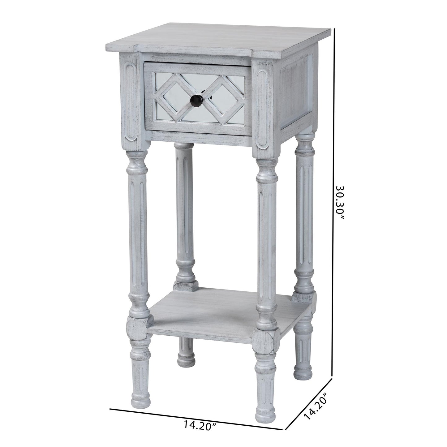 Baxton Studio Gellert Classic and Traditional Grey Finished Wood 1-Drawer End Table | End Tables | Modishstore - 10