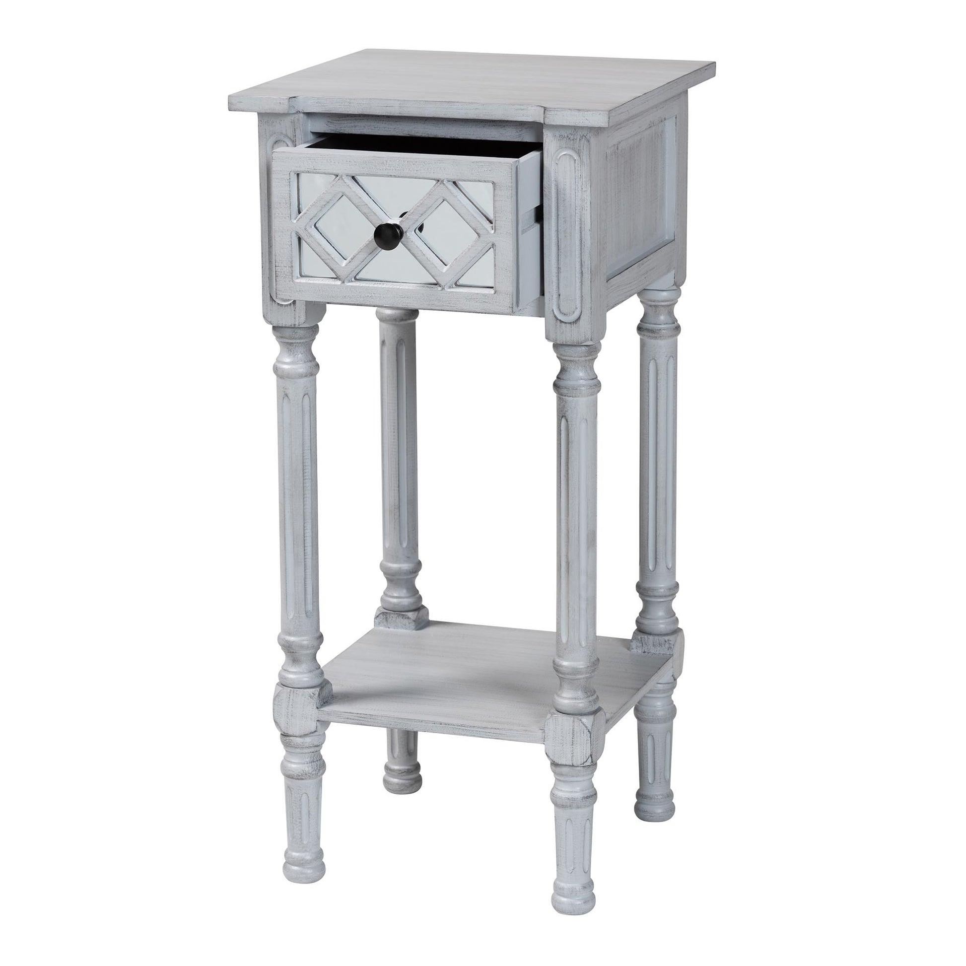 Baxton Studio Gellert Classic and Traditional Grey Finished Wood 1-Drawer End Table | End Tables | Modishstore - 3