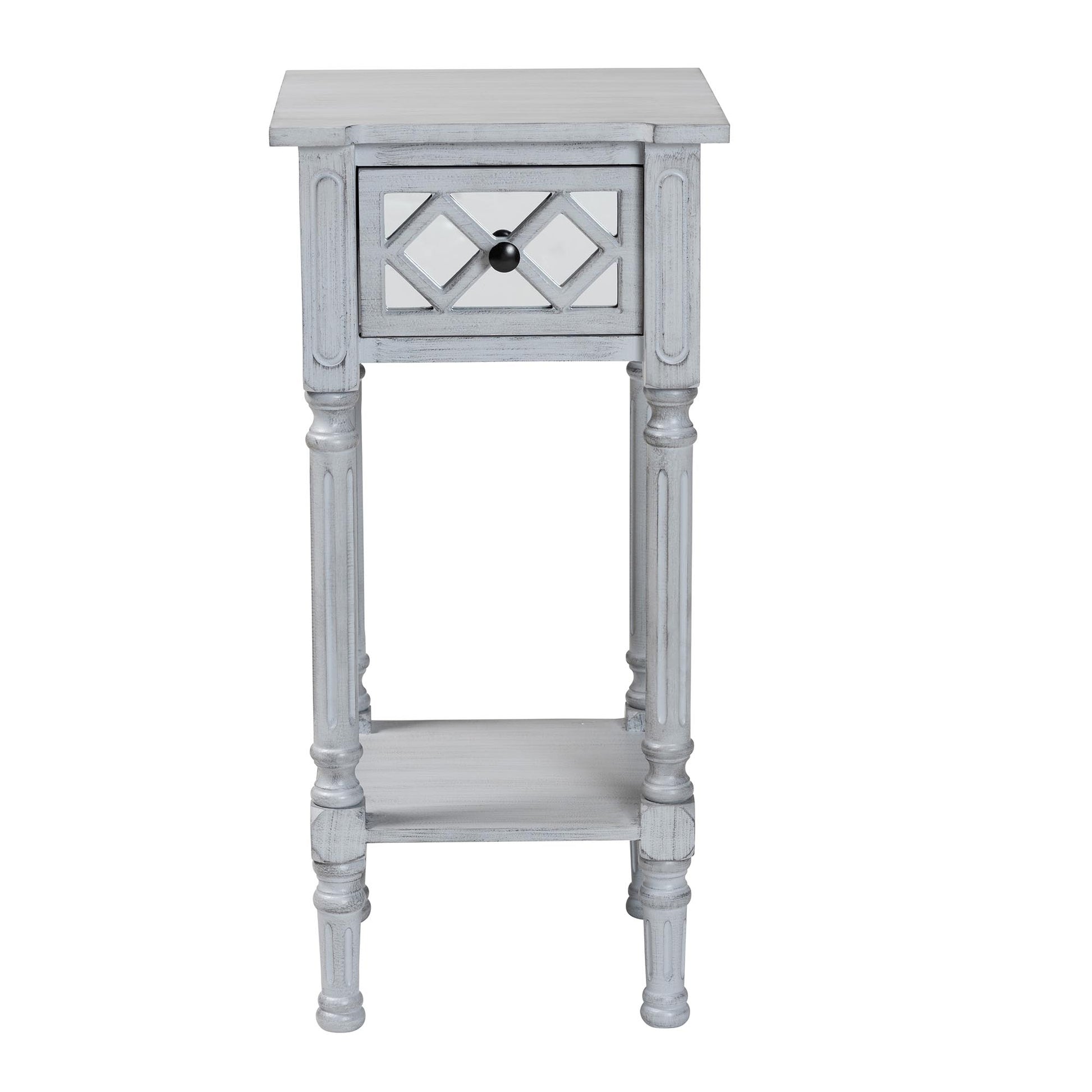 Baxton Studio Gellert Classic and Traditional Grey Finished Wood 1-Drawer End Table | End Tables | Modishstore - 4