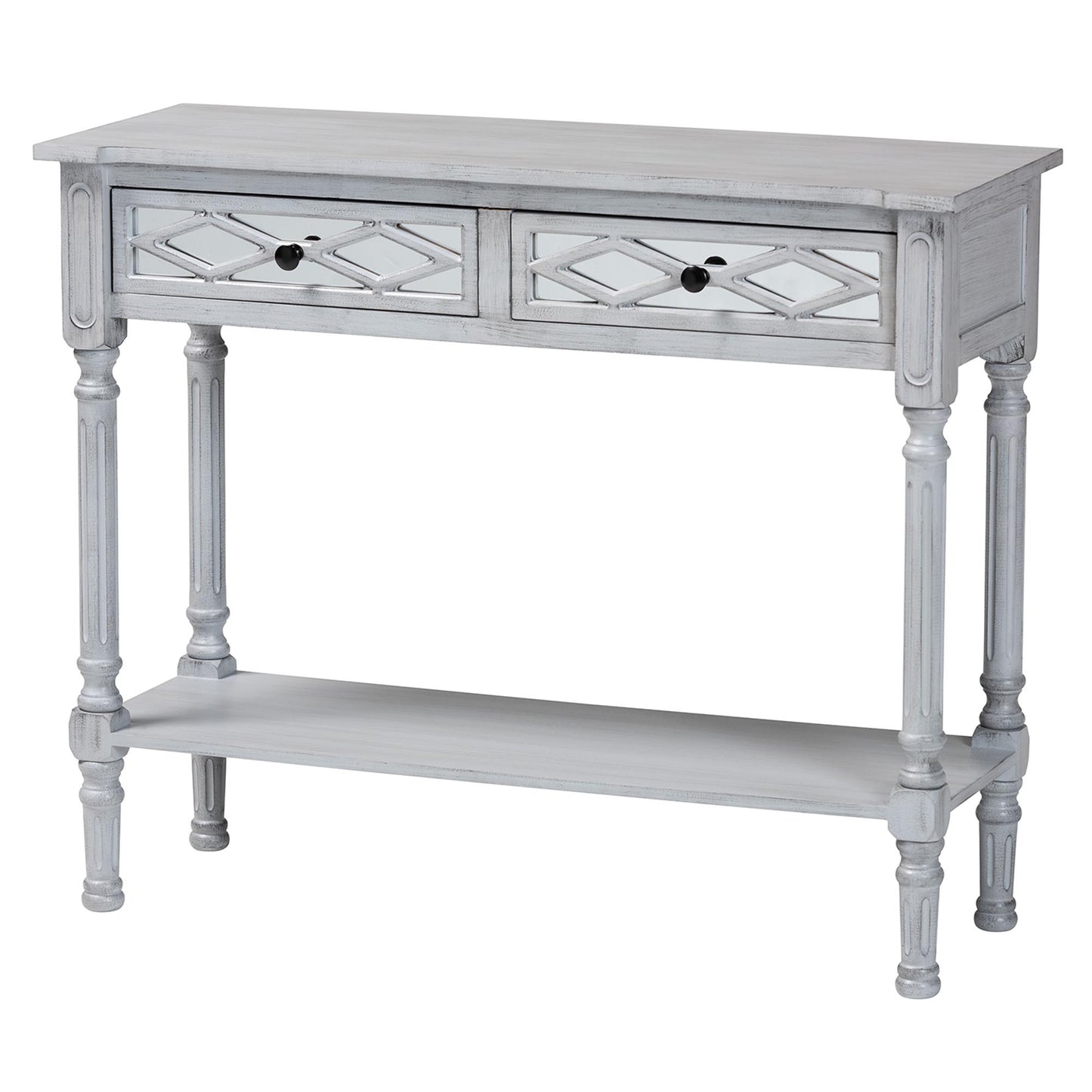 Baxton Studio Gellert Classic and Traditional Grey Finished Wood 2-Drawer Console Table | Console Tables | Modishstore - 2