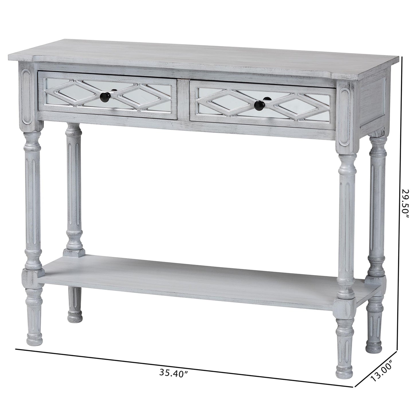 Baxton Studio Gellert Classic and Traditional Grey Finished Wood 2-Drawer Console Table | Console Tables | Modishstore - 10