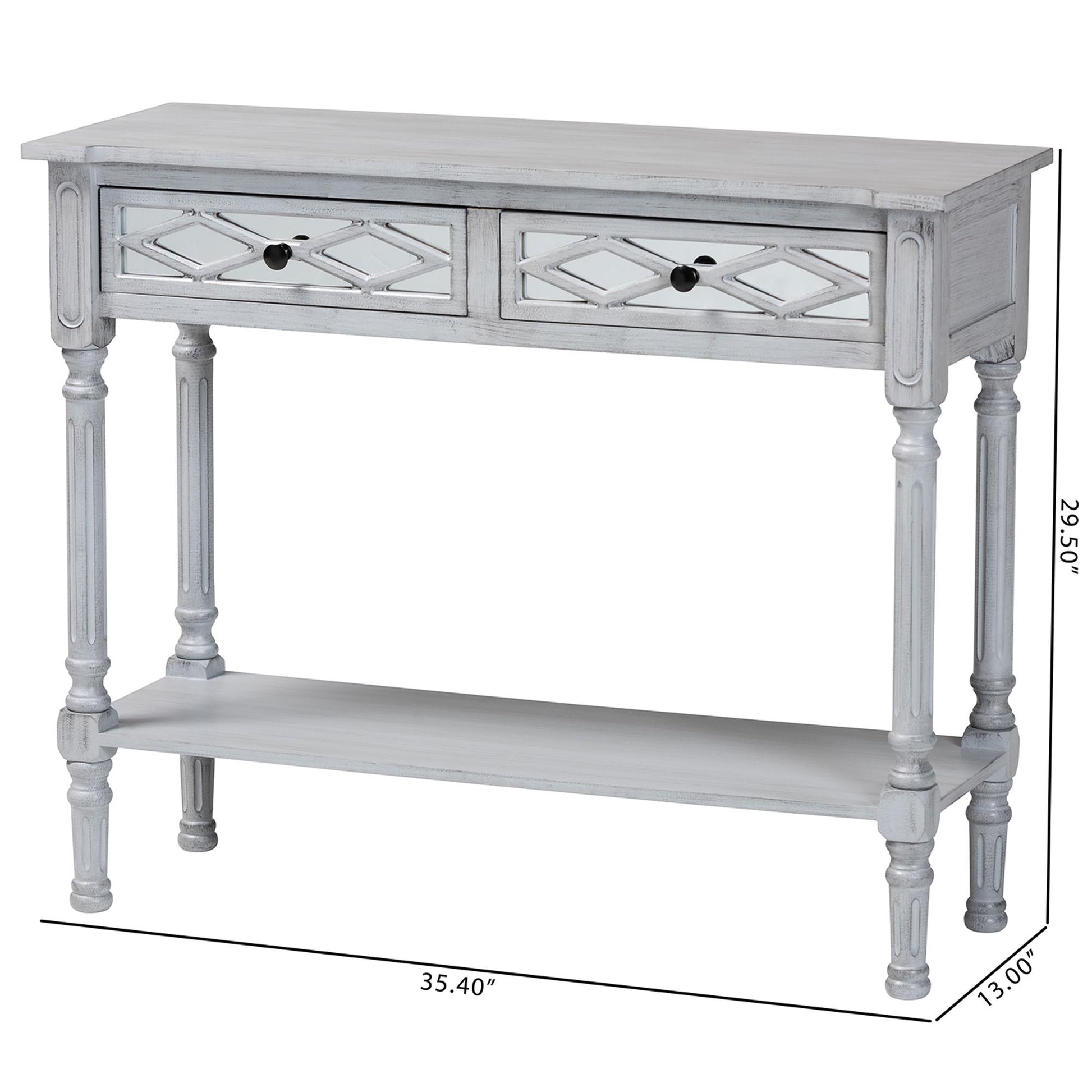 Baxton Studio Gellert Classic and Traditional Grey Finished Wood 2-Drawer Console Table | Console Tables | Modishstore - 10