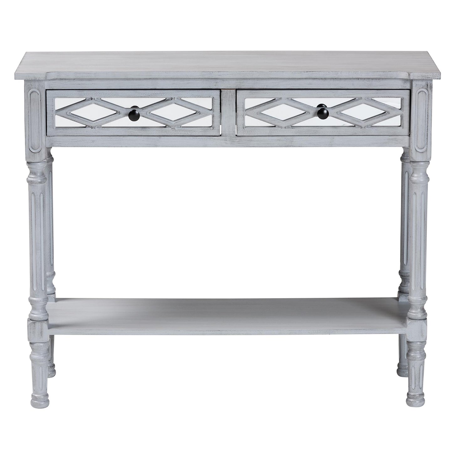 Baxton Studio Gellert Classic and Traditional Grey Finished Wood 2-Drawer Console Table | Console Tables | Modishstore - 4