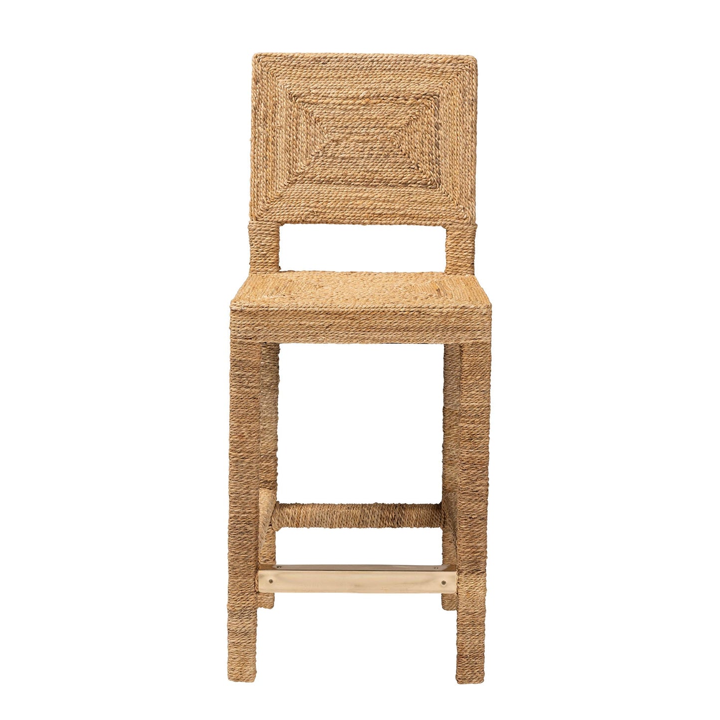 Baxton Studio bali & pari Anfield Modern Bohemian Natural Seagrass and Mahogany Wood Counter Stool | Counter Stools | Modishstore - 5