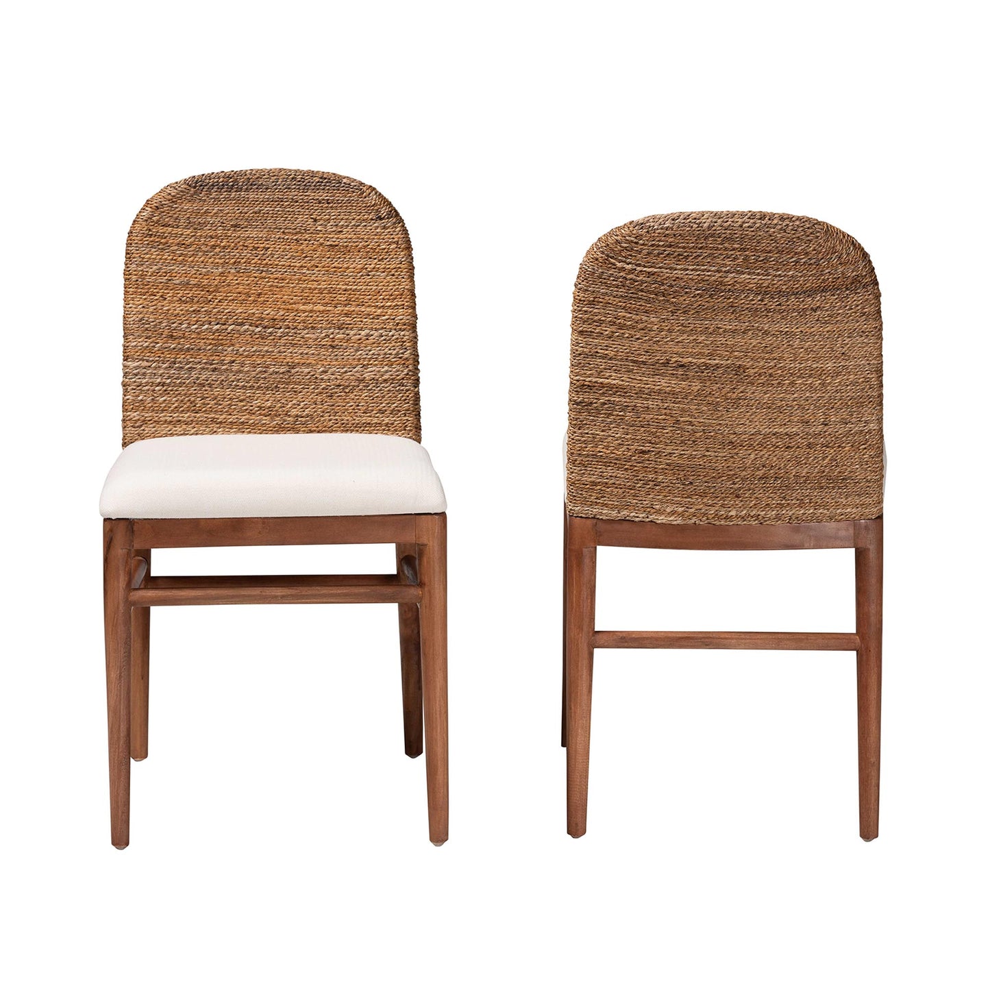 Baxton Studio bali & pari Nadim Modern Bohemian Natural Seagrass and Acacia Wood 2-Piece Dining Chair Set | Dining Chairs | Modishstore - 5