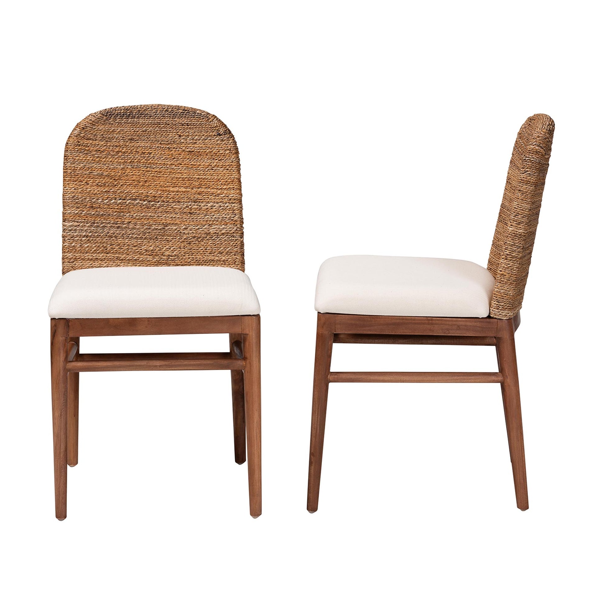 Baxton Studio bali & pari Nadim Modern Bohemian Natural Seagrass and Acacia Wood 2-Piece Dining Chair Set | Dining Chairs | Modishstore - 6