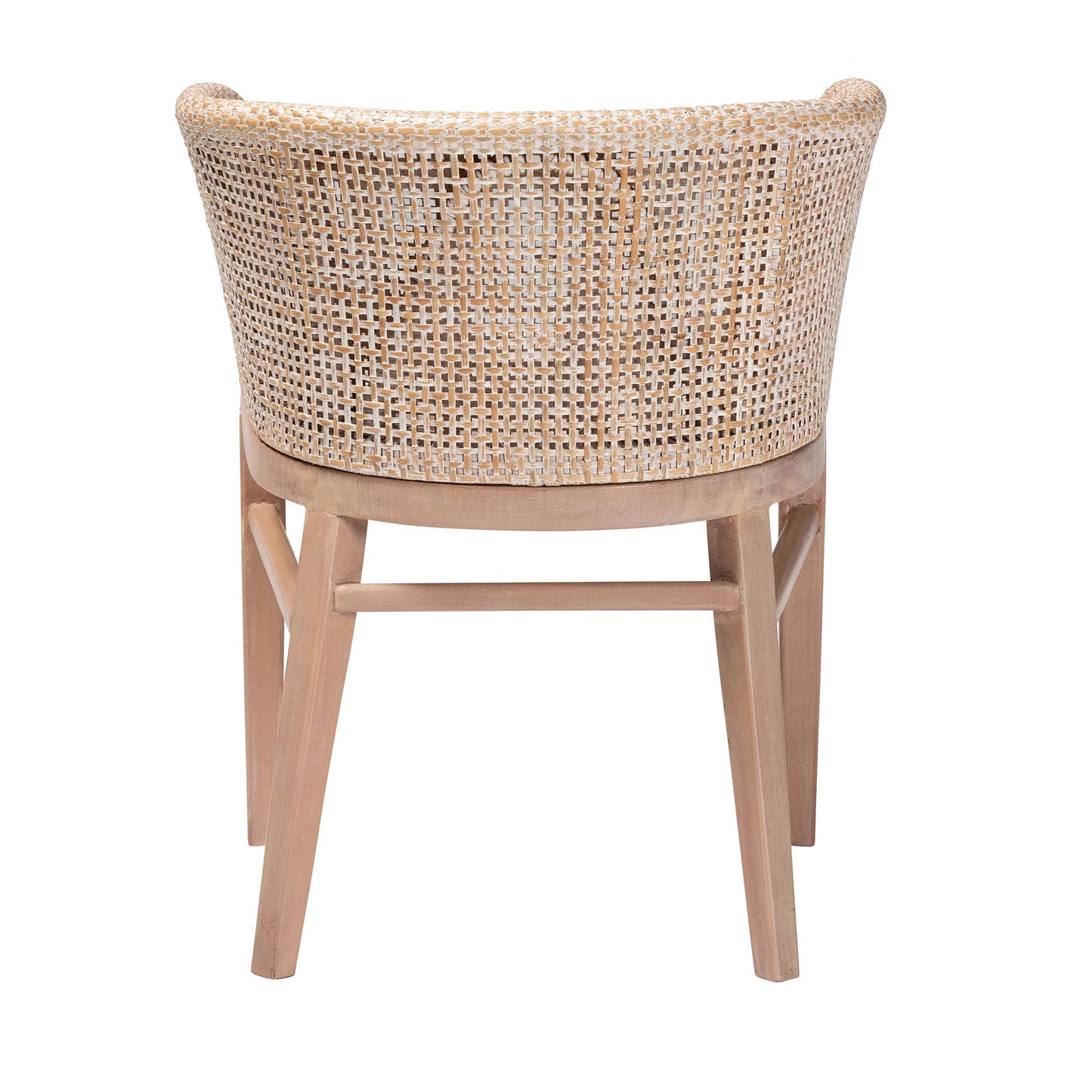 Baxton Studio bali & pari Papua Modern Bohemian Antique White Washed Rattan and Mahogany Wood Dining Chair | Dining Chairs | Modishstore - 5