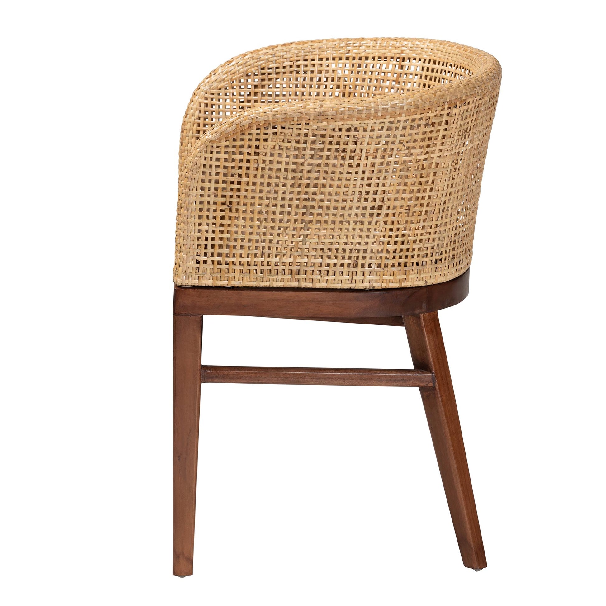 Baxton Studio bali & pari Papua Modern Bohemian Natural Rattan and Walnut Brown Acacia Wood Dining Chair | Dining Chairs | Modishstore - 6