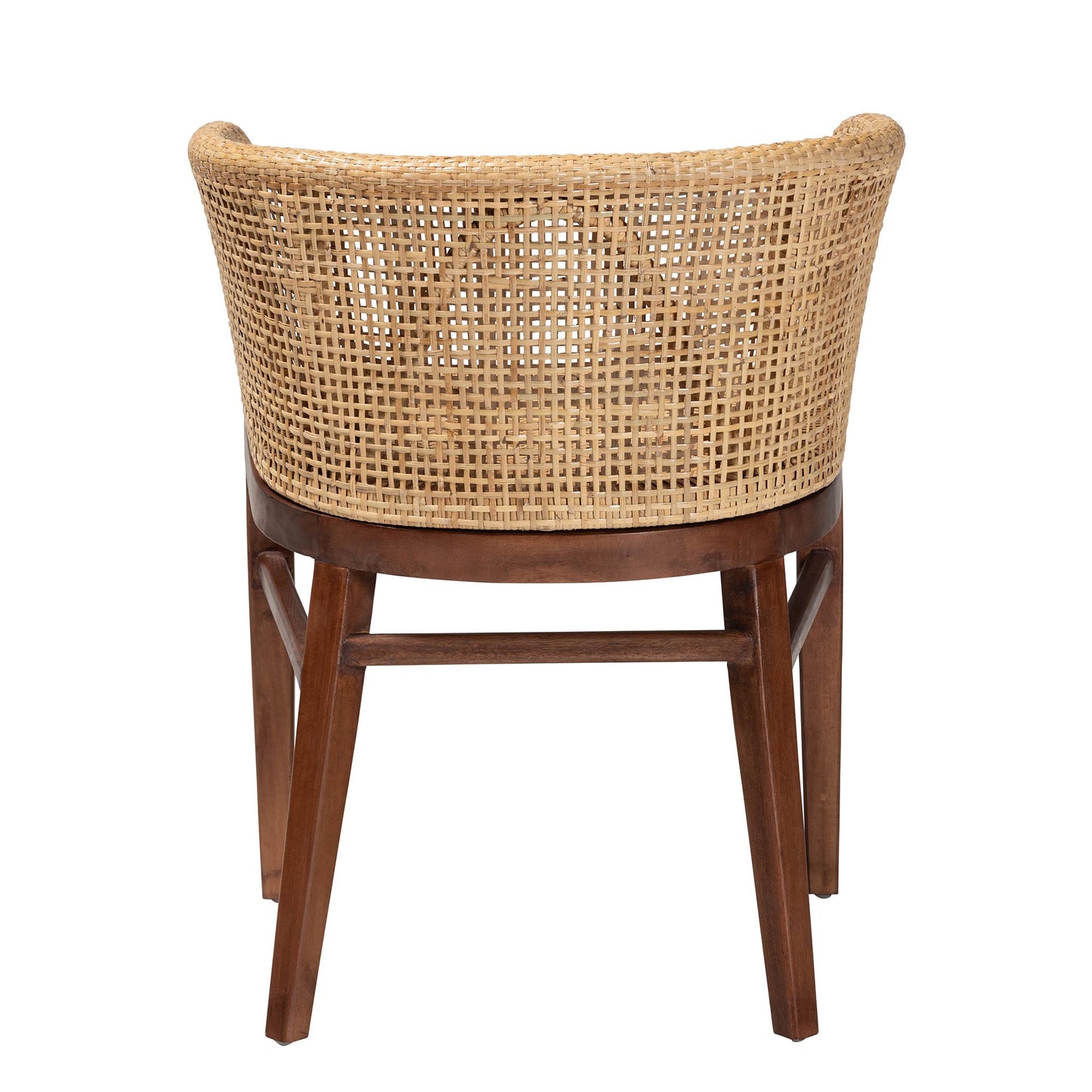 Baxton Studio bali & pari Papua Modern Bohemian Natural Rattan and Walnut Brown Acacia Wood Dining Chair | Dining Chairs | Modishstore - 7