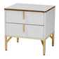 Baxton Studio Lilac Modern Glam White Wood and Gold Metal 2-Drawer Nightstand | Nightstands | Modishstore - 2