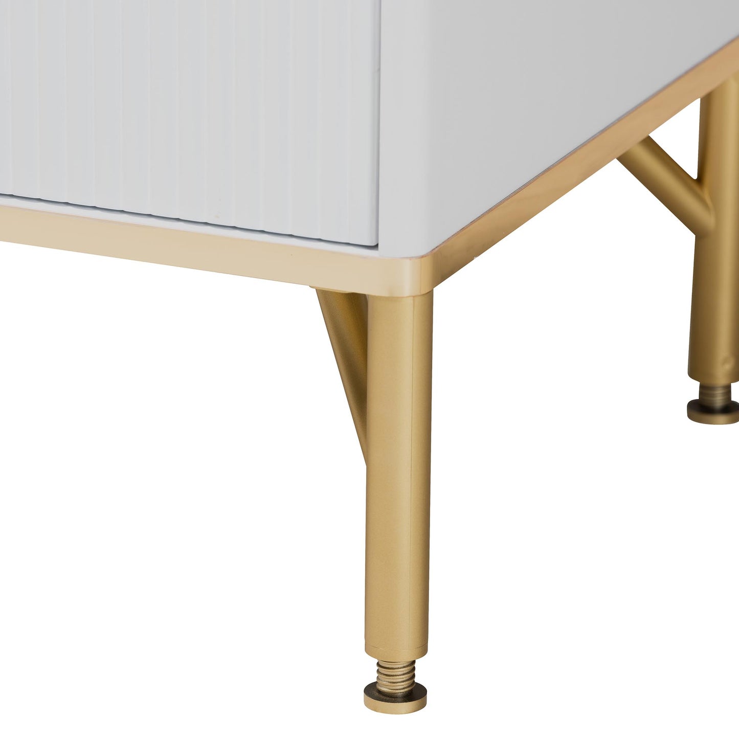 Baxton Studio Lilac Modern Glam White Wood and Gold Metal 2-Drawer Nightstand | Nightstands | Modishstore - 7