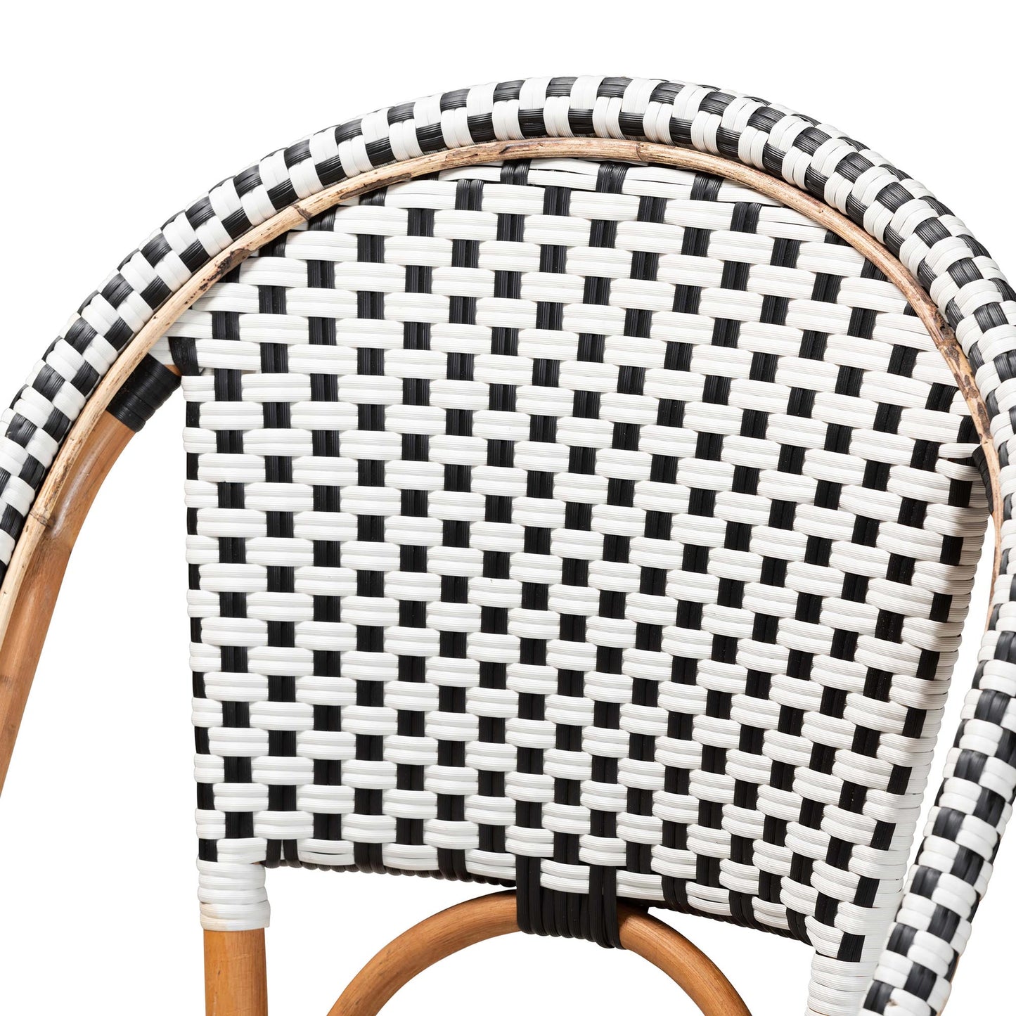 Baxton Studio Quincy Modern French Black and White Weaving and Natural Brown Rattan 2-Piece Bistro Chair Set | Dining Chairs | Modishstore - 7