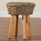 Baxton Studio bali & pari Denver Modern Bohemian Natural Seagrass and Acacia Wood Stool | Dining Chairs | Modishstore - 7