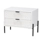 Baxton Studio Merryn Mid-Century Transitional Distressed White Finished Wood and Black Metal 2-Drawer Storage Cabinet | Cabinets | Modishstore - 2