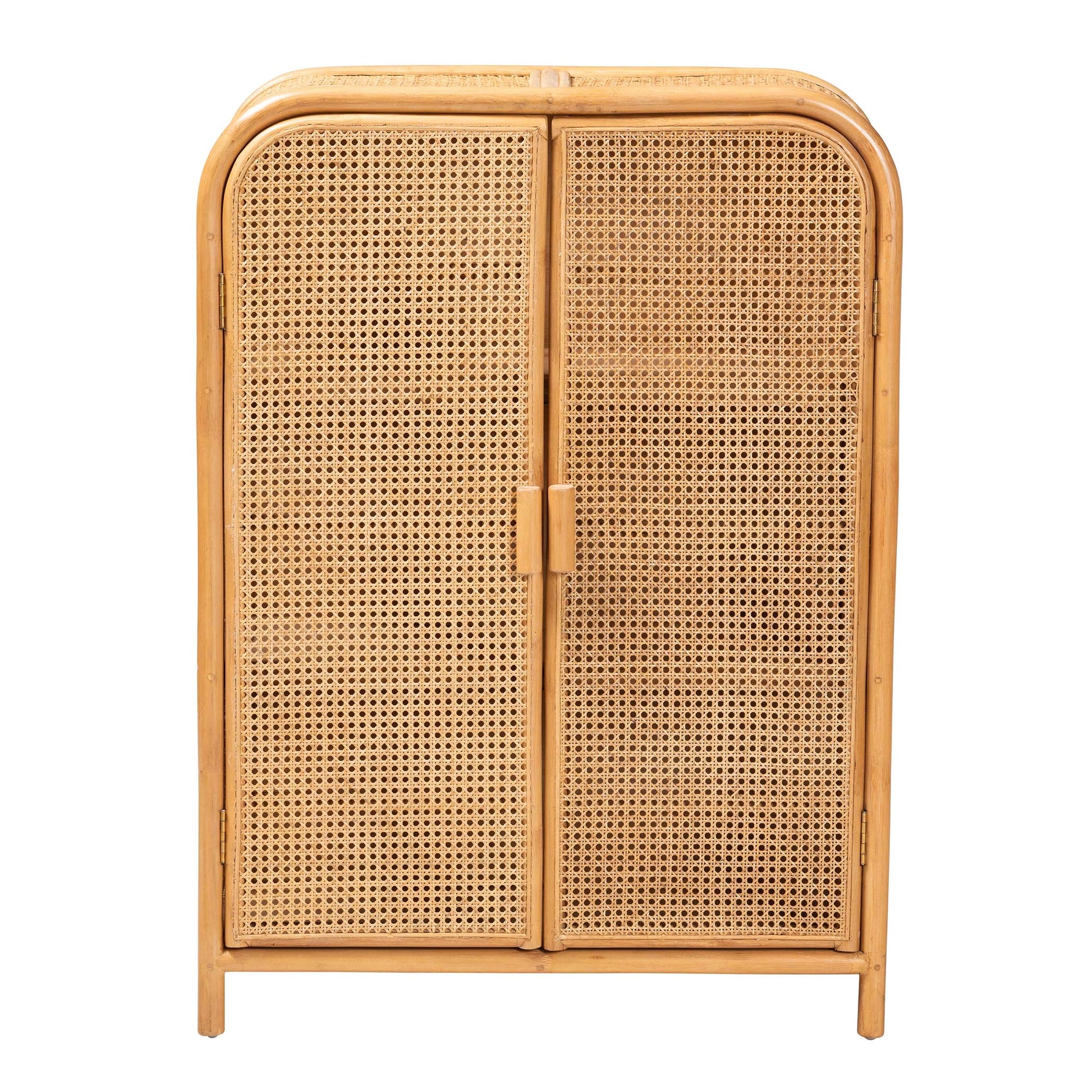 Baxton Studio bali & pari Curacao Modern Bohemian Light Honey Rattan 2-Door Storage Cabinet | Cabinets | Modishstore - 6