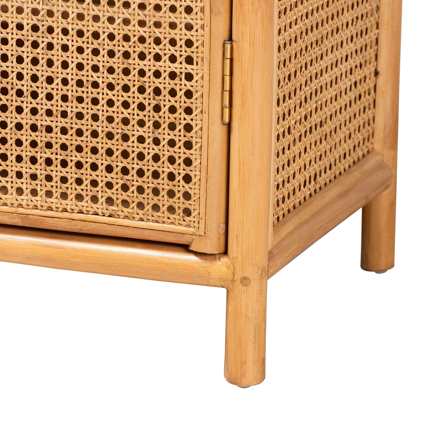 Baxton Studio bali & pari Curacao Modern Bohemian Light Honey Rattan 2-Door Storage Cabinet | Cabinets | Modishstore - 9