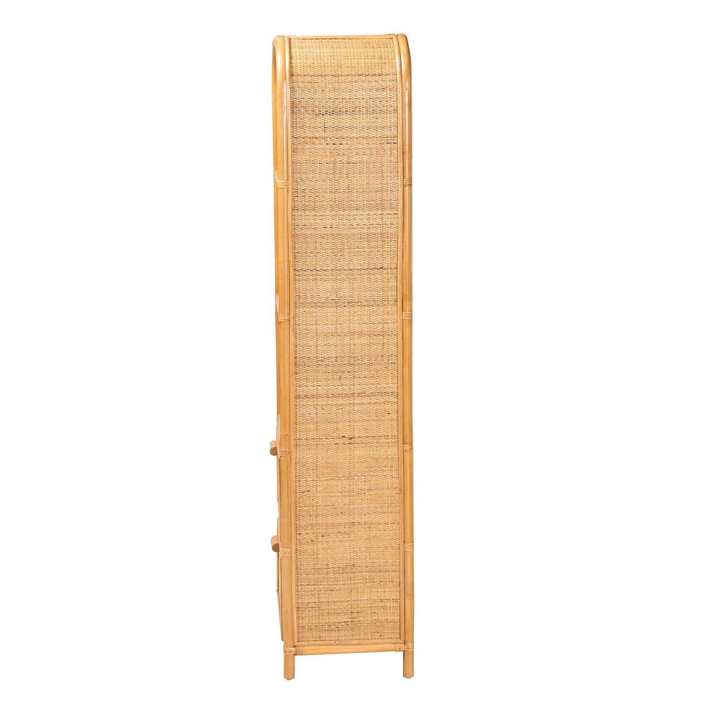 Baxton Studio bali & pari Curacao Modern Bohemian Light Honey Rattan 2-Drawer Bookcase | Bookcases | Modishstore - 7