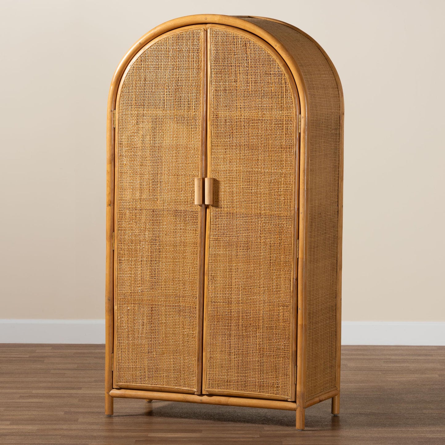 Baxton Studio bali & pari Paloma Modern Bohemian Light Honey Rattan Large Storage Cabinet | Cabinets | Modishstore - 9