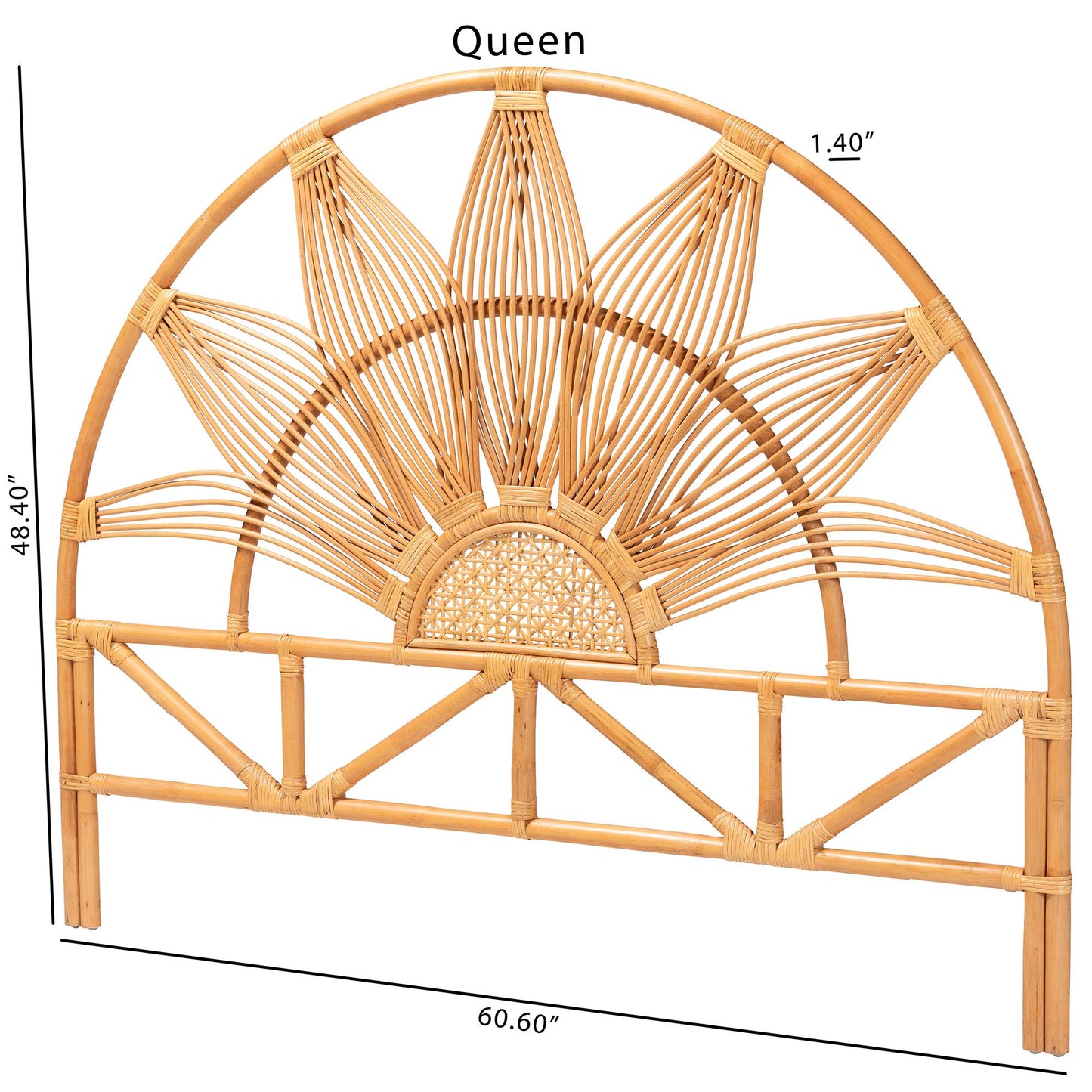 Baxton Studio bali & pari Jasmine Modern Bohemian Natural Rattan King Size Standalone Headboard | Headboards | Modishstore - 6