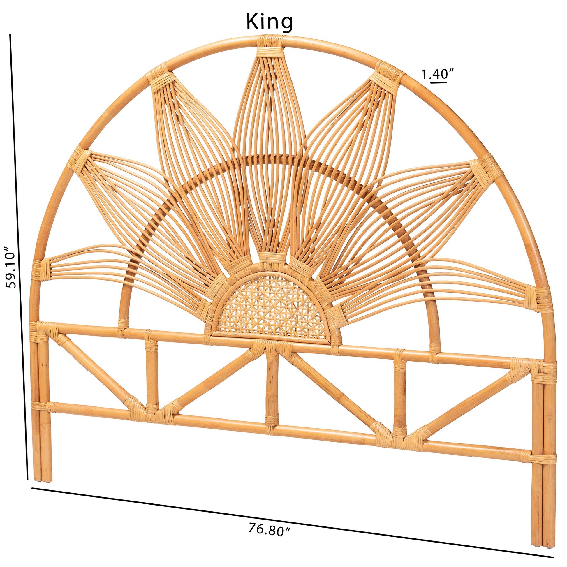 Baxton Studio bali & pari Jasmine Modern Bohemian Natural Rattan King Size Standalone Headboard | Headboards | Modishstore - 7