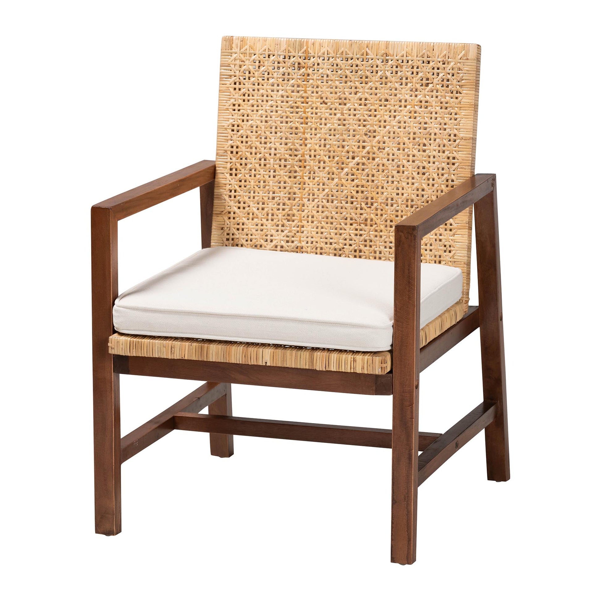 Baxton Studio bali & pari Lovina Bohemian Light Honey Rattan and Acacia Wood Arm Chair | Accent Chairs | Modishstore - 2