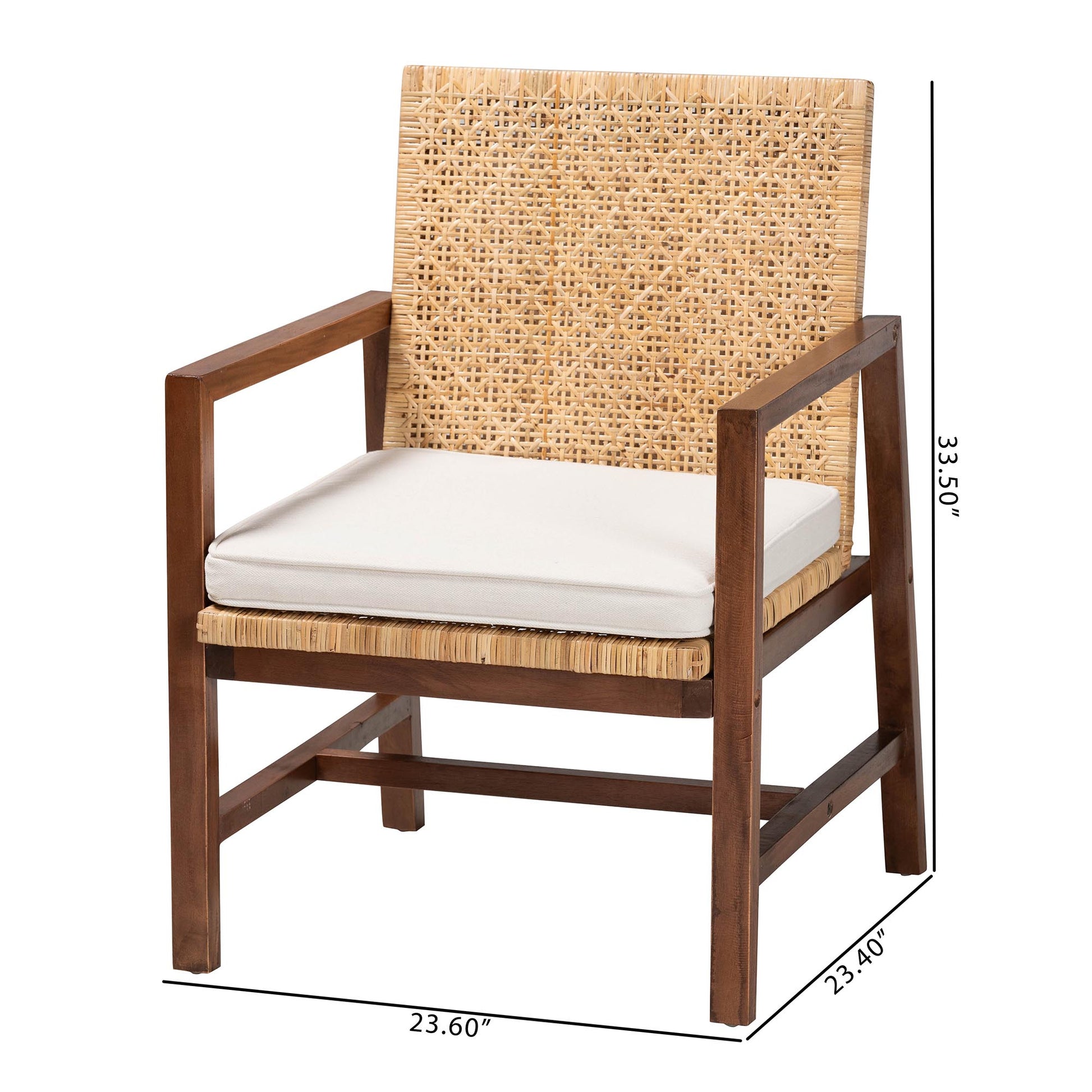 Baxton Studio bali & pari Lovina Bohemian Light Honey Rattan and Acacia Wood Arm Chair | Accent Chairs | Modishstore - 10