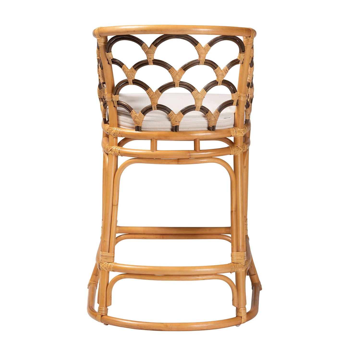 Baxton Studio bali & pari Veneto Modern Bohemian Light Honey and Dark Brown Rattan Bar Stool | Bar Stools | Modishstore - 5