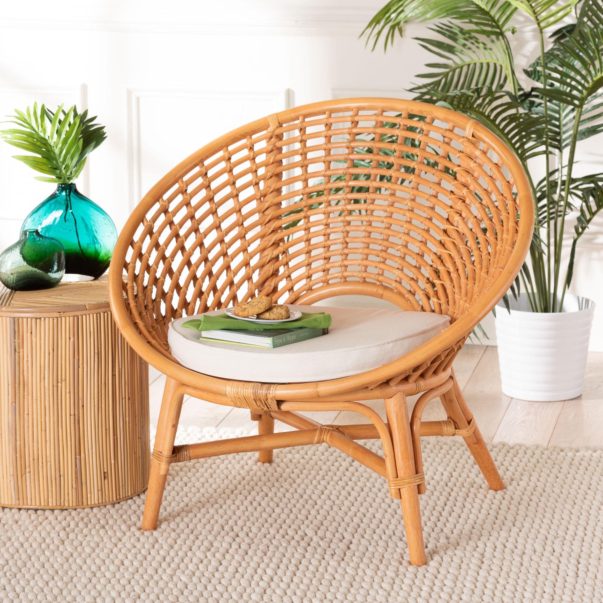 Baxton Studio bali & pari Aerin Modern Bohemian Natural Rattan Accent Chair | Accent Chairs | Modishstore