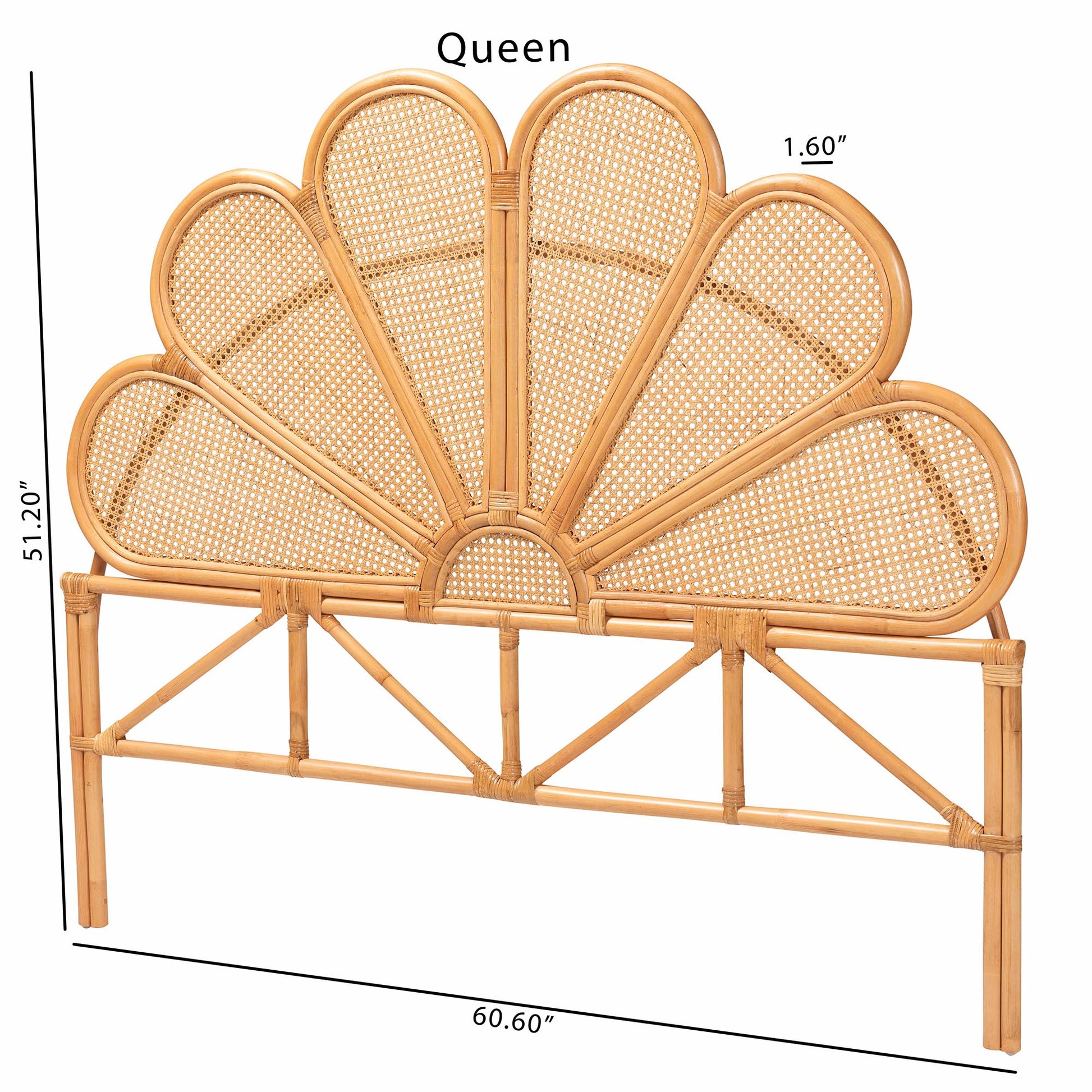 Baxton Studio bali & pari Flower Modern Bohemian Honey Rattan King Size Standalone Headboard | Headboards | Modishstore - 6