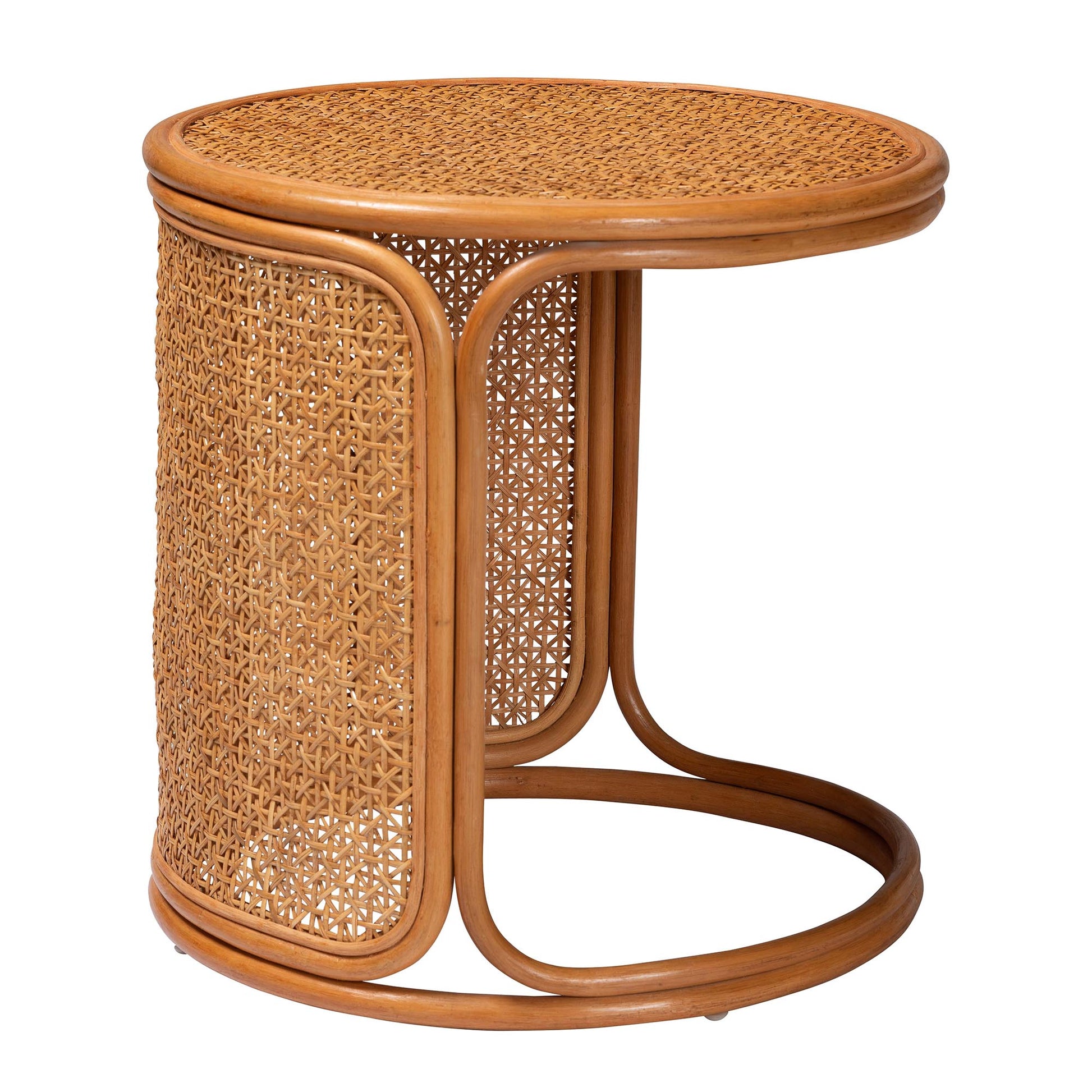 Baxton Studio bali & pari Eldon Bohemian Honey Rattan Large End Table | End Tables | Modishstore - 3