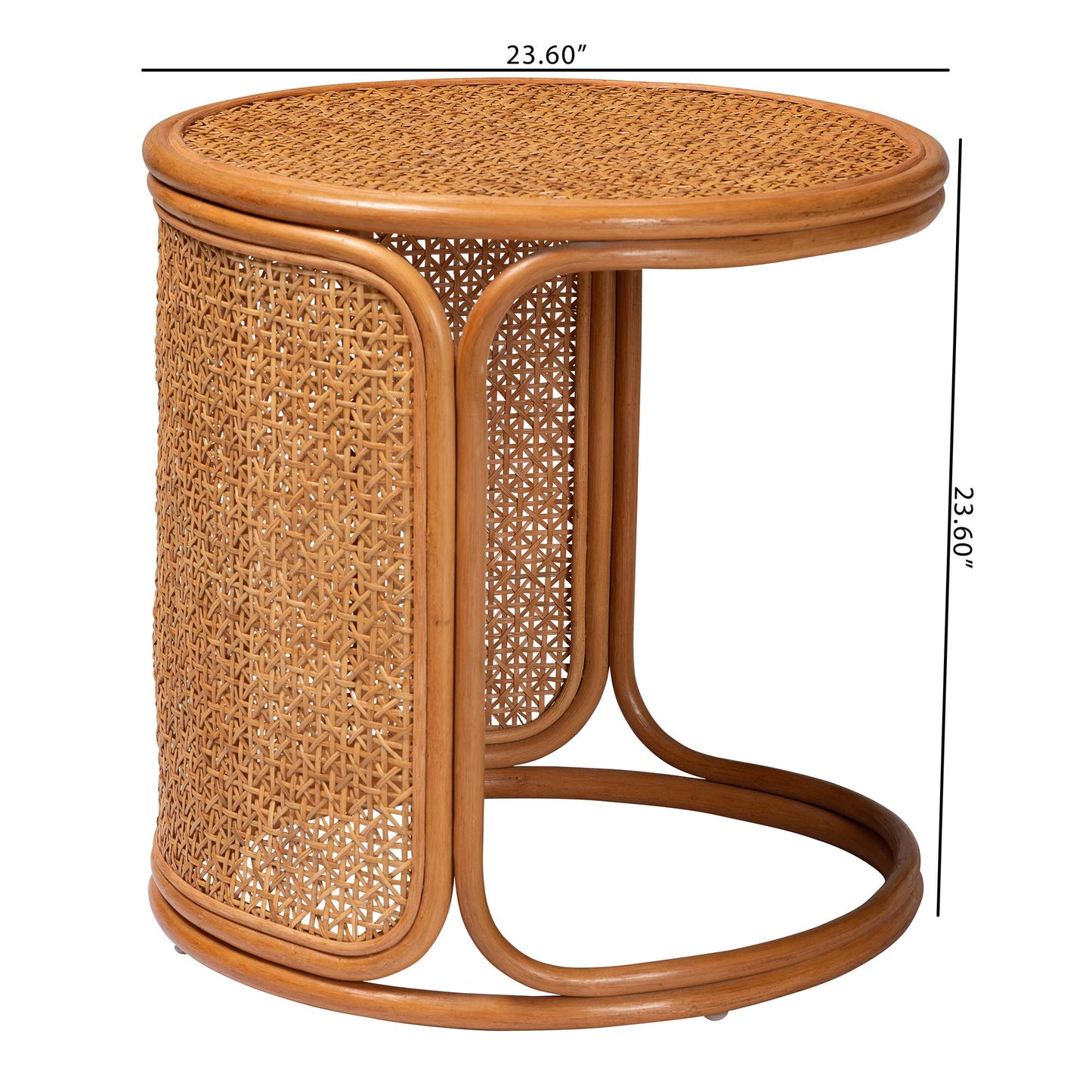 Baxton Studio bali & pari Eldon Bohemian Honey Rattan Large End Table | End Tables | Modishstore - 2