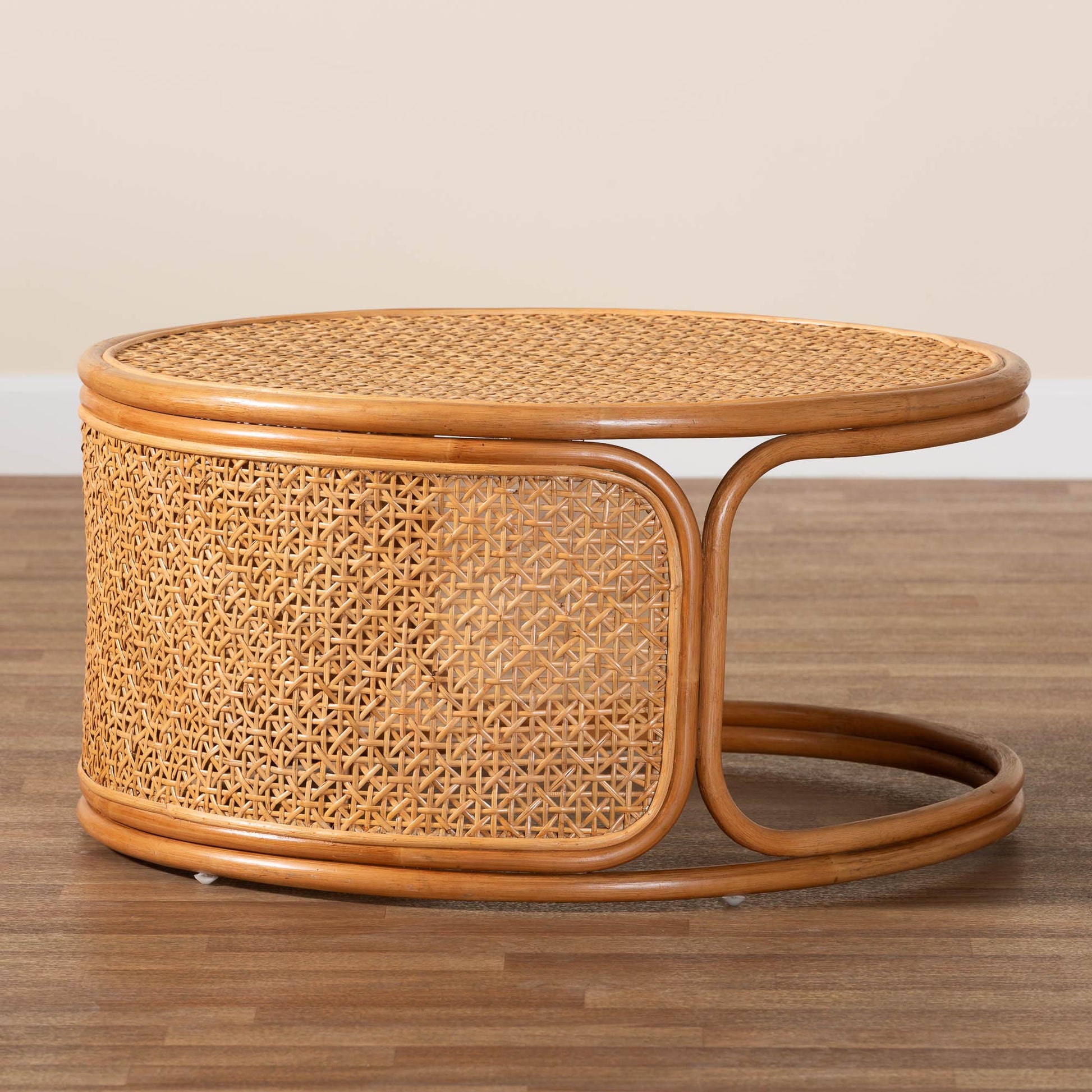 Baxton Studio bali & pari Eldon Bohemian Honey Rattan Coffee Table | Coffee Tables | Modishstore - 7