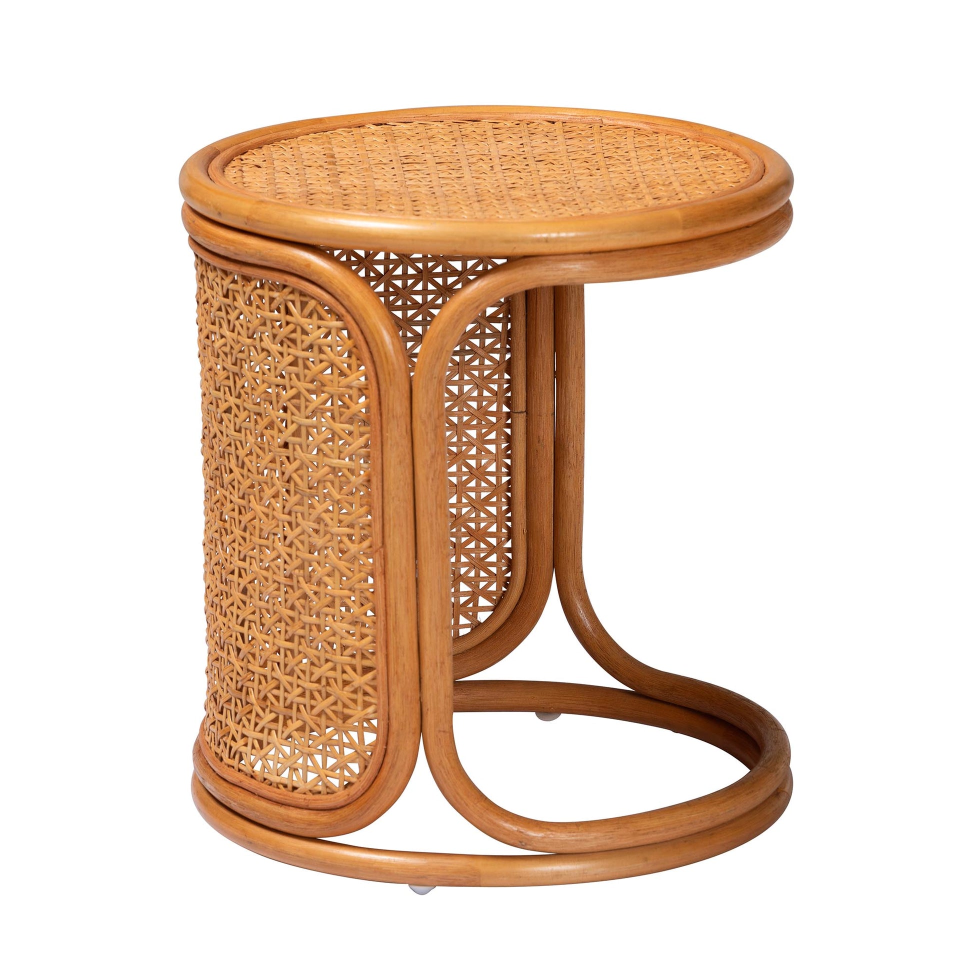 Baxton Studio bali & pari Eldon Bohemian Honey Rattan End Table | End Tables | Modishstore - 3