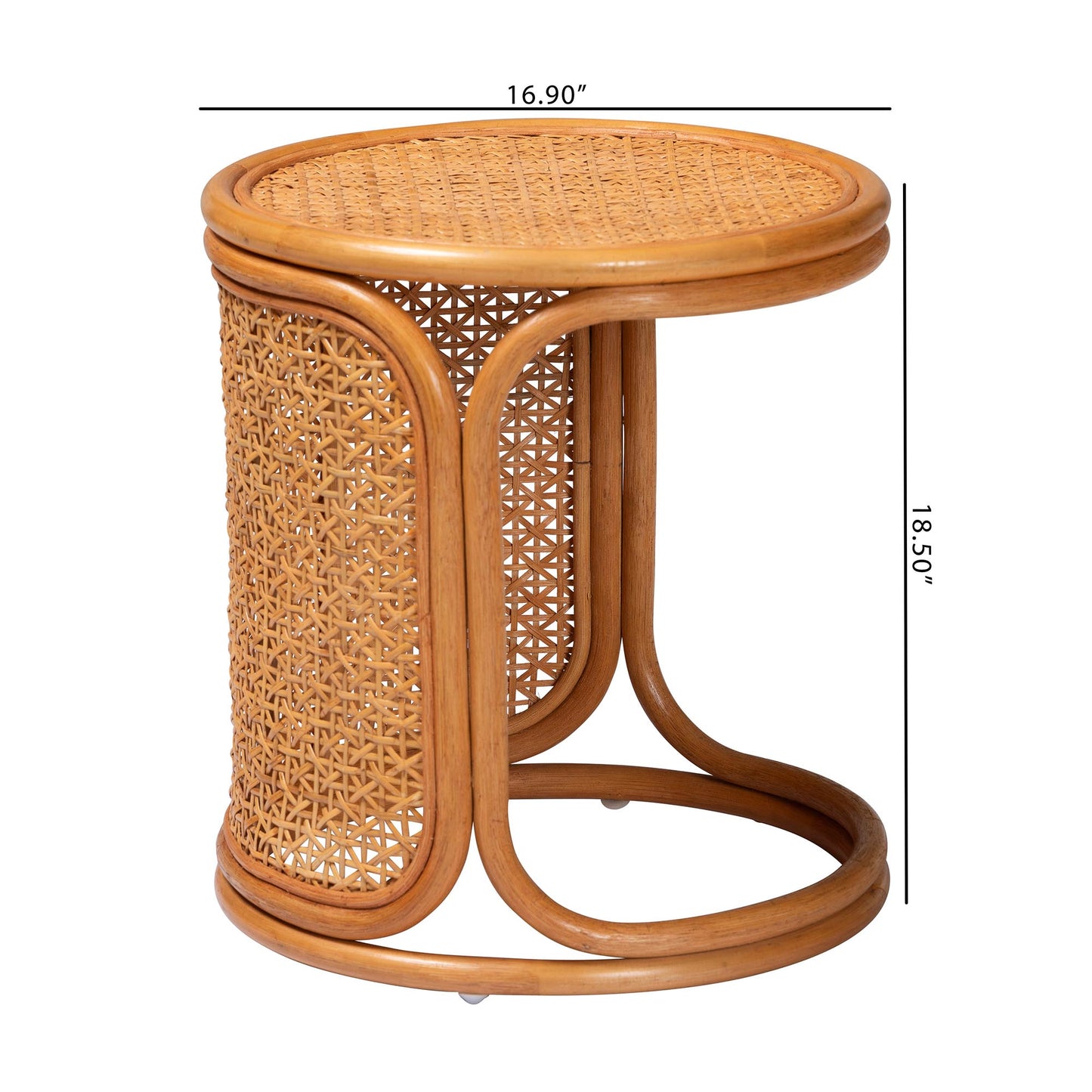 Baxton Studio bali & pari Eldon Bohemian Honey Rattan End Table | End Tables | Modishstore - 2