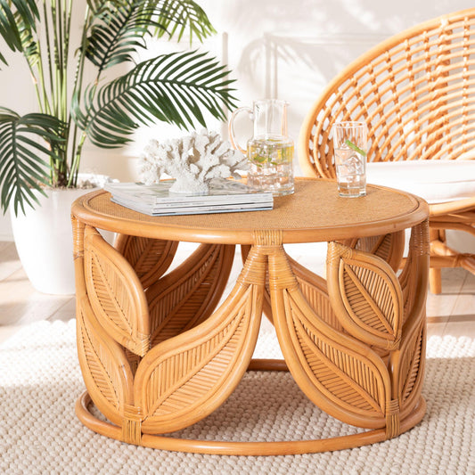 Baxton Studio bali & pari Raflesia Modern Bohemian Natural Rattan Coffee Table | Coffee Tables | Modishstore