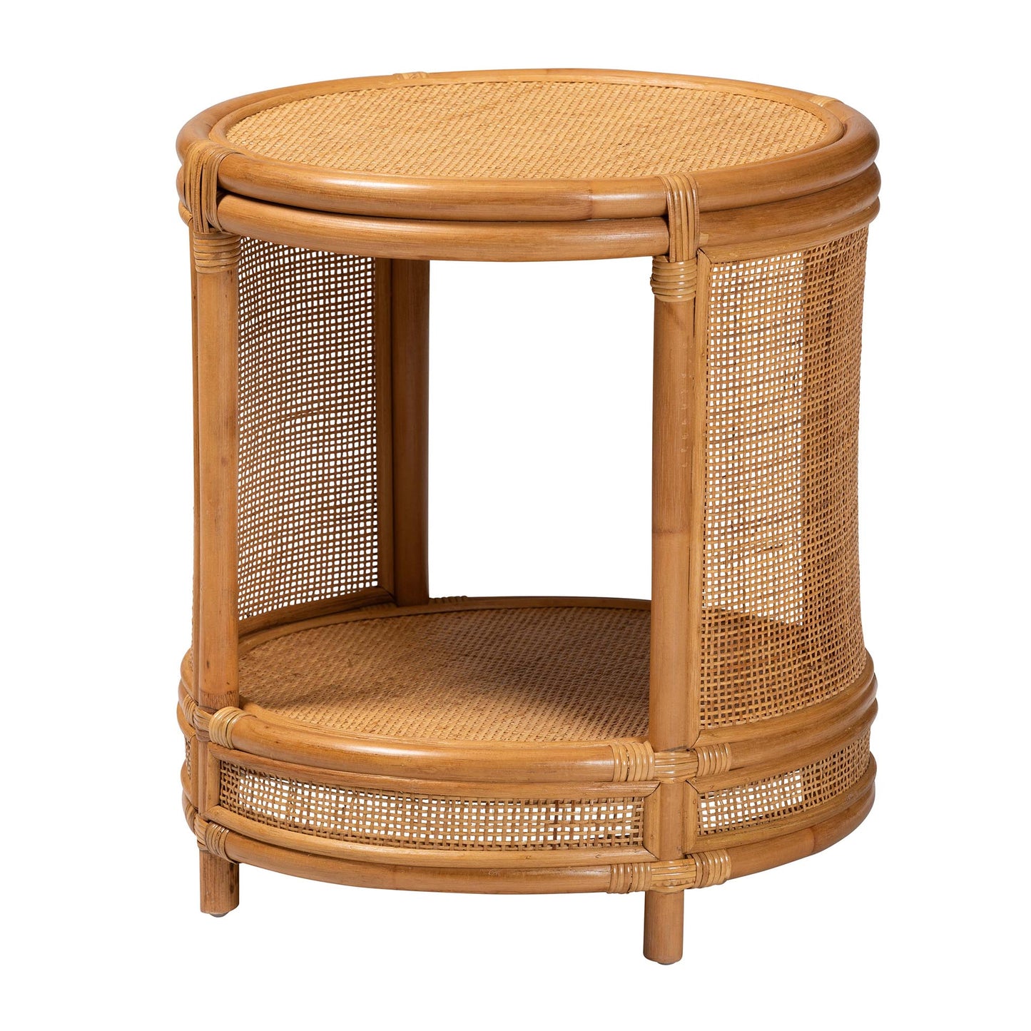 Baxton Studio bali & pari Louis Modern Bohemian Natural Brown Rattan End Table | End Tables | Modishstore - 2