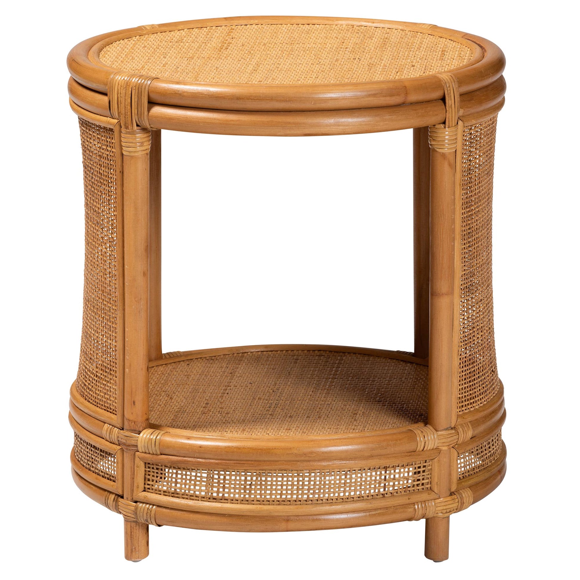 Baxton Studio bali & pari Louis Modern Bohemian Natural Brown Rattan End Table | End Tables | Modishstore - 3